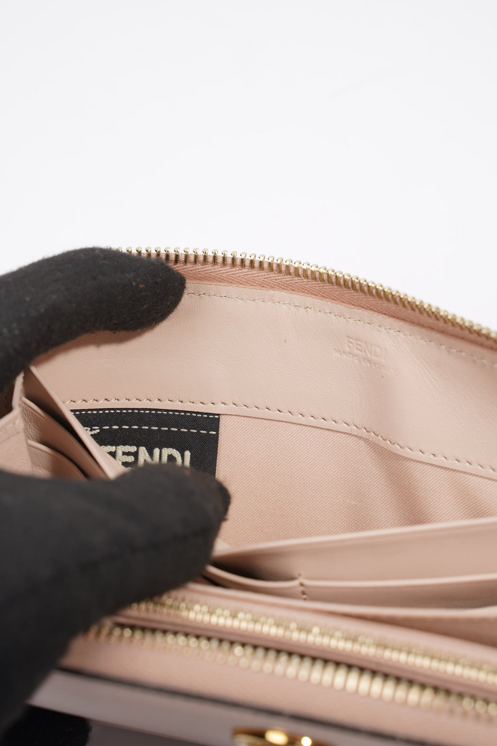 Fendi Zip Around Wallet Pale Pink Leather