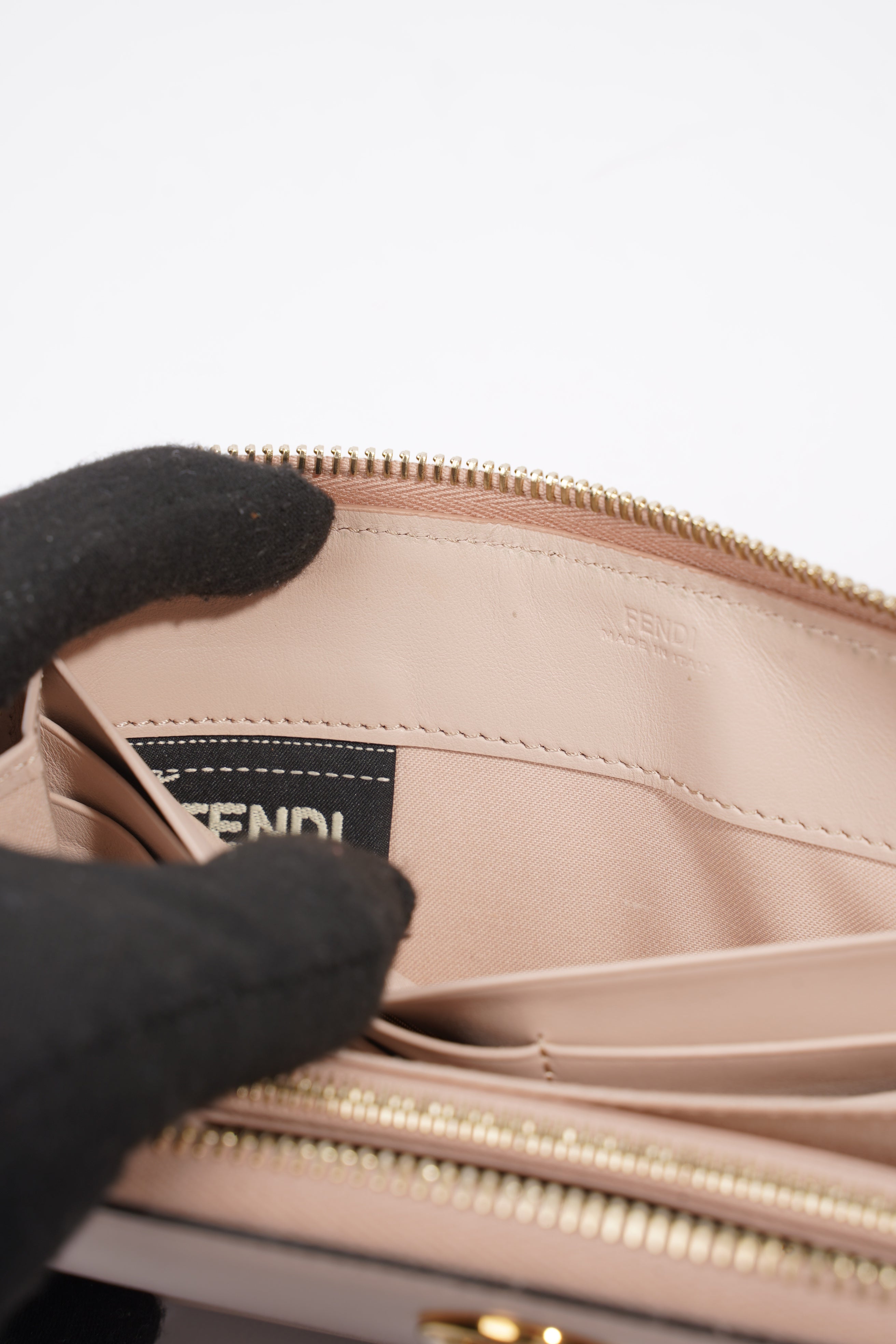 Fendi Zip Around Wallet Pale Pink Leather