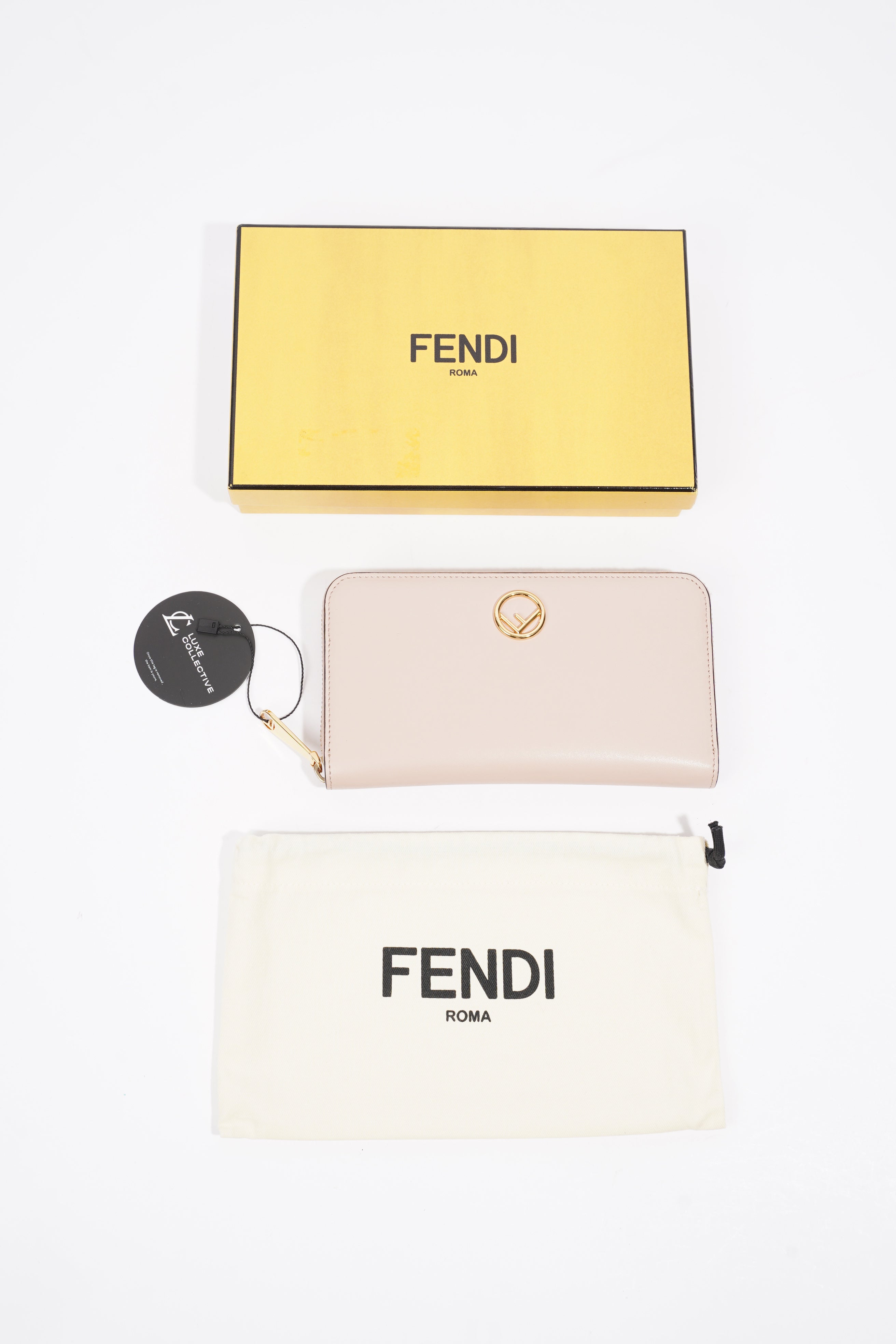 Fendi Zip Around Wallet Pale Pink Leather