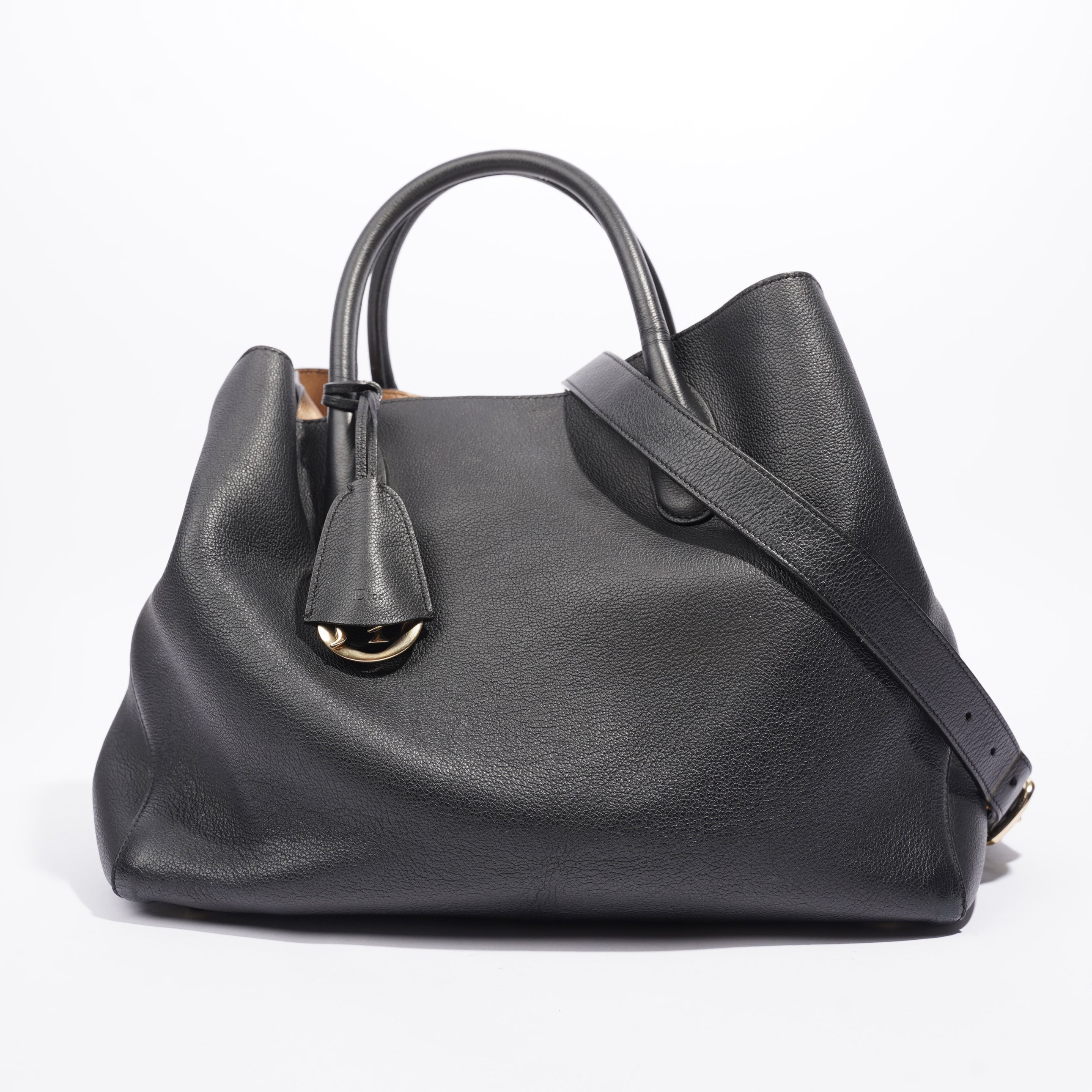Christian Dior Open Bar Tote Black Leather One SIze