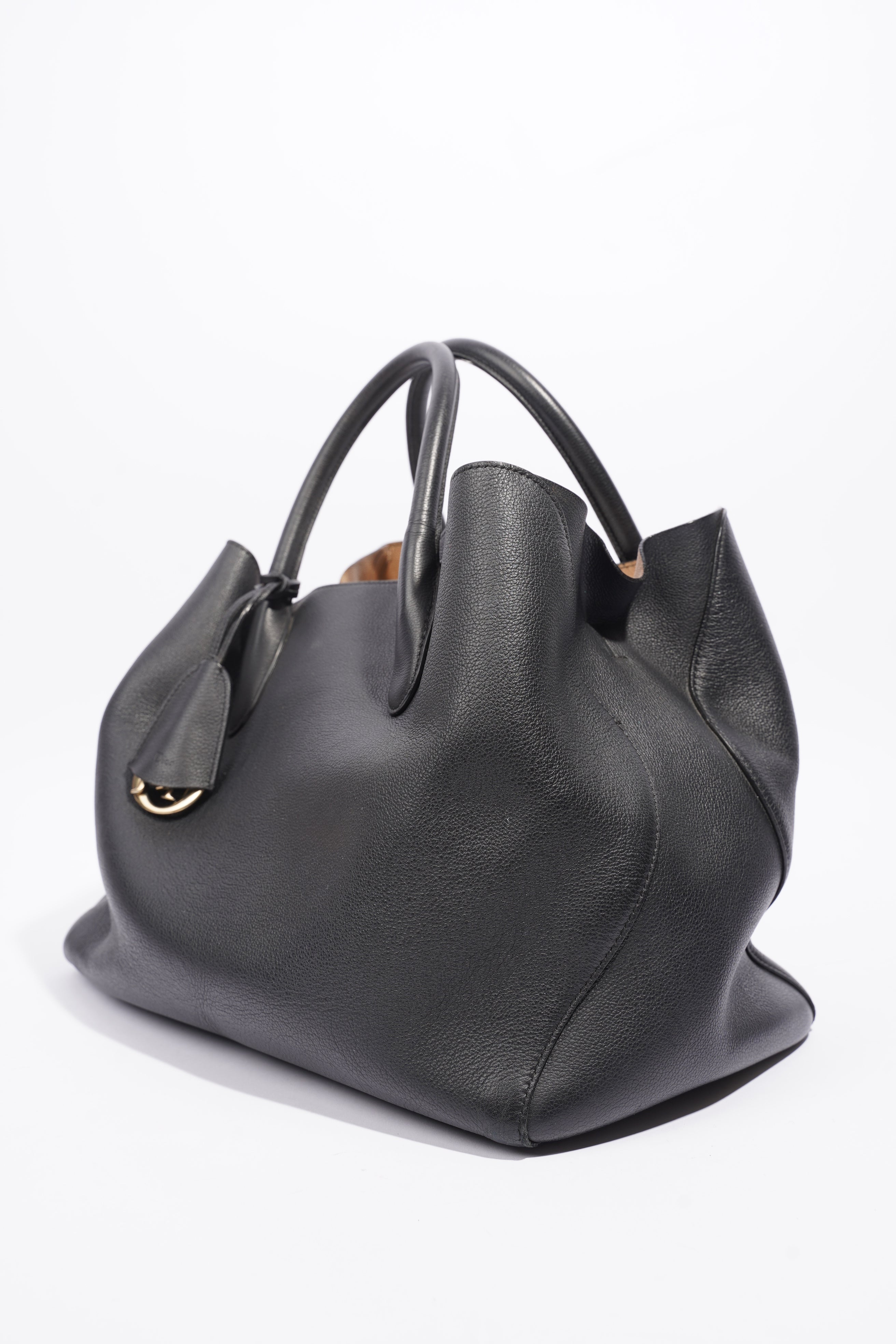 Christian Dior Open Bar Tote Black Leather One SIze