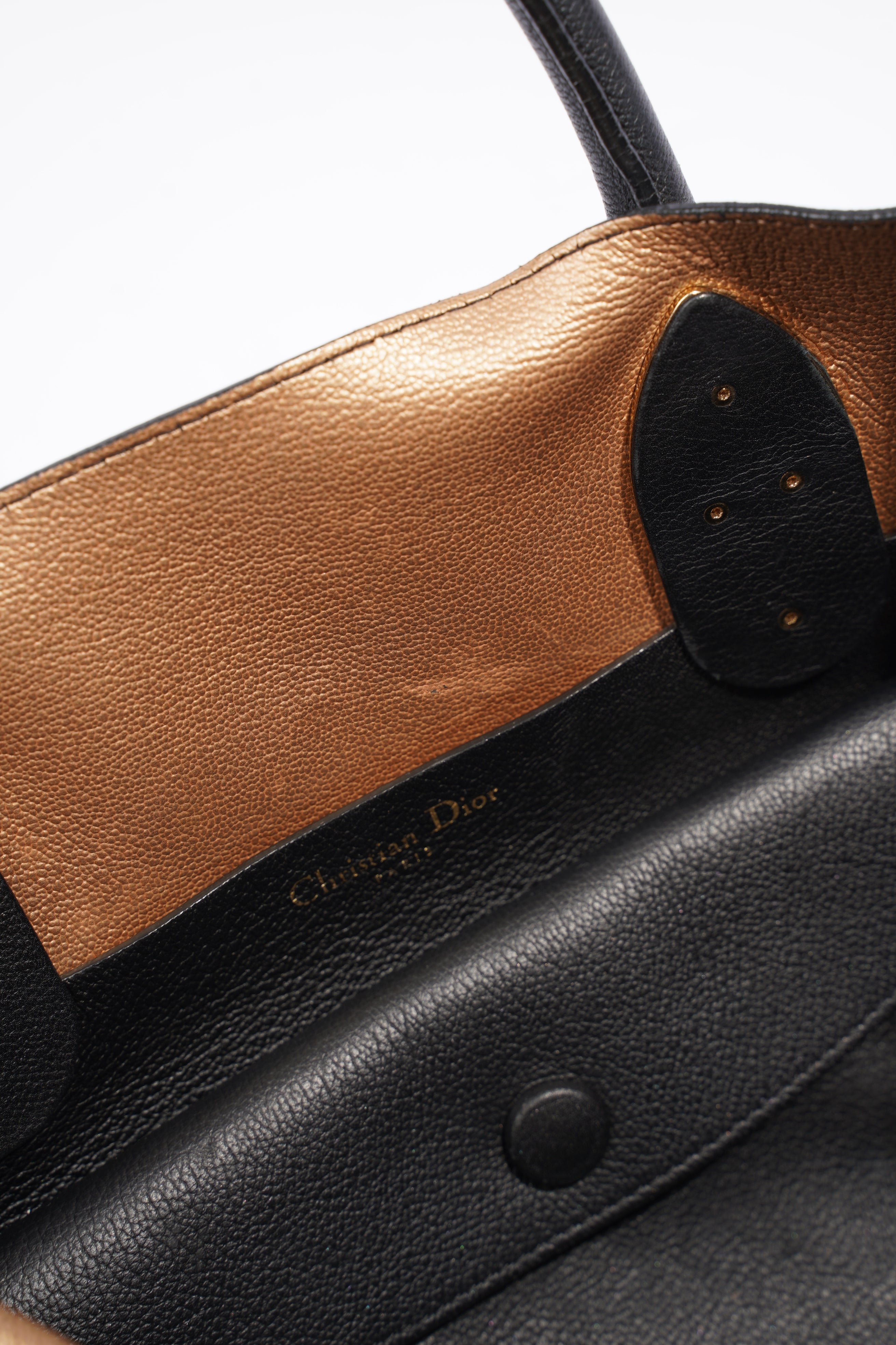 Christian Dior Open Bar Tote Black Leather One SIze