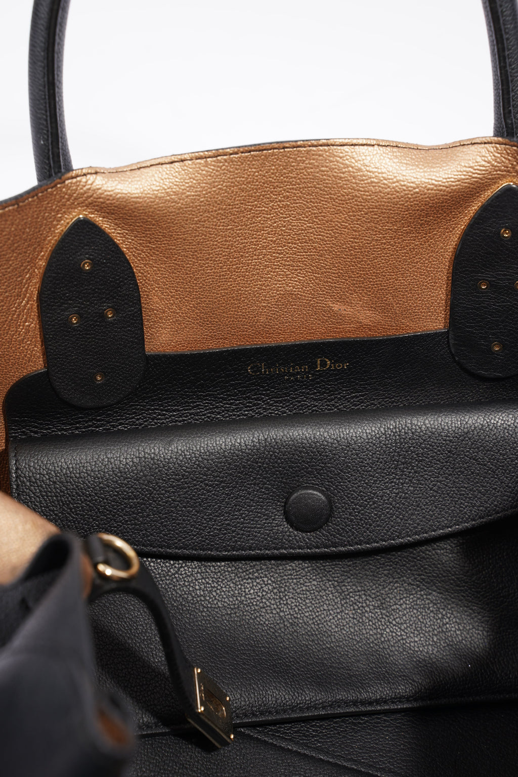 Christian Dior Open Bar Tote Black Leather One SIze