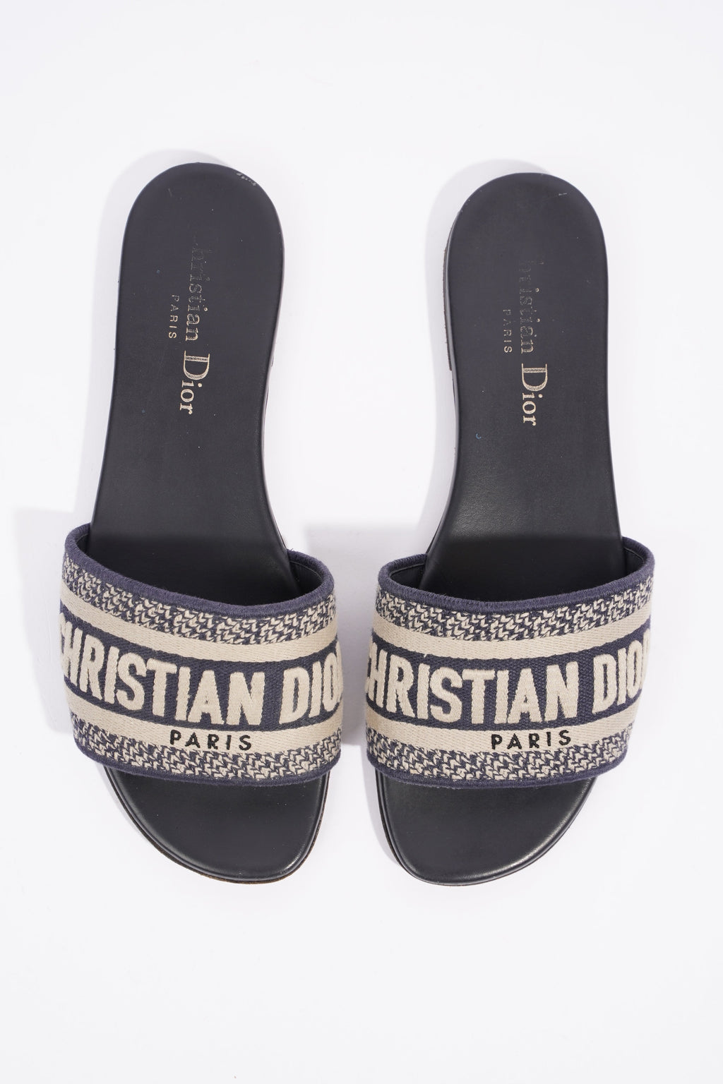 Christian Dior Dway Slide Navy / Beige Fabric EU 36 UK 3