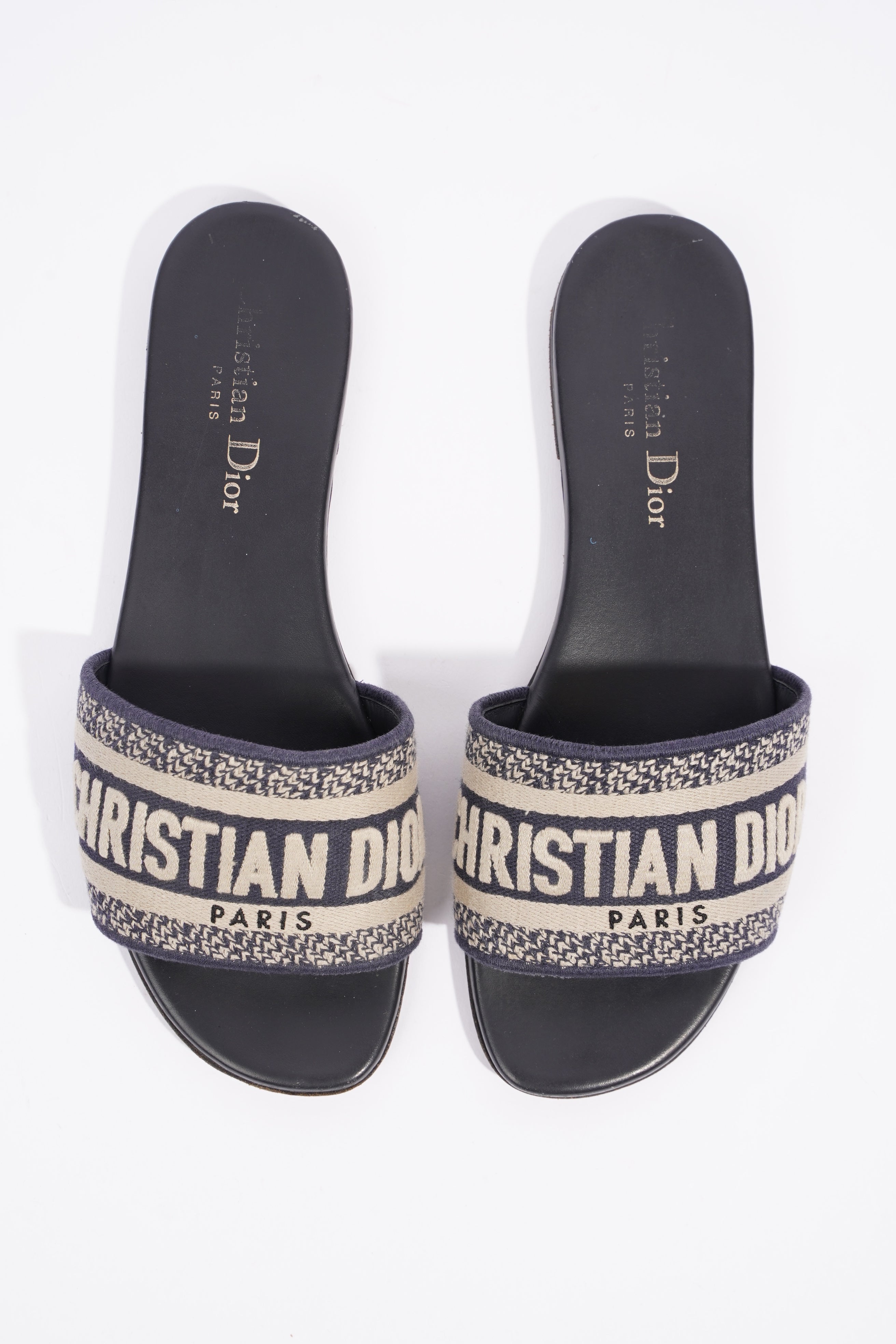 Christian Dior Dway Slide Navy / Beige Fabric EU 36 UK 3