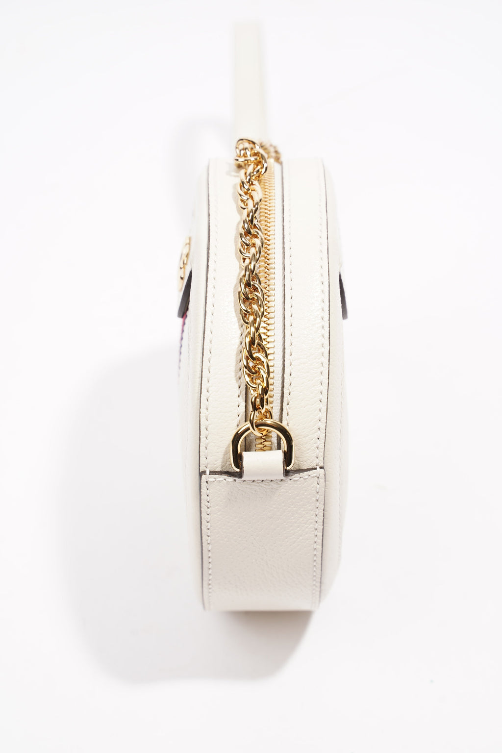Gucci Ophidia GG Mini Round Shoulder Bag White / Blue / Red Leather