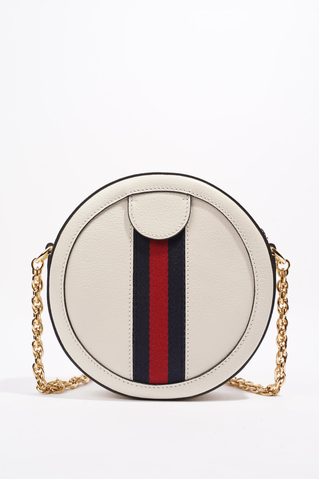 Gucci Ophidia GG Mini Round Shoulder Bag White / Blue / Red Leather
