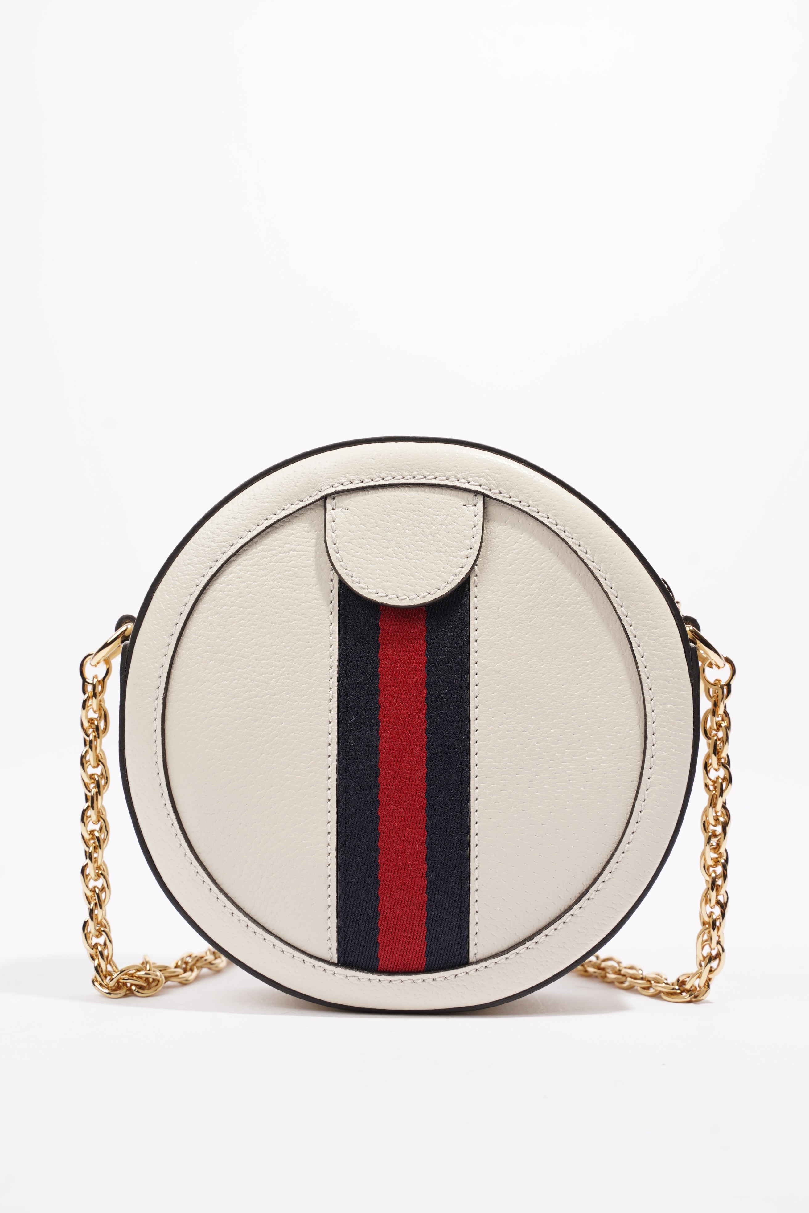 Gucci Ophidia GG Mini Round Shoulder Bag White / Blue / Red Leather