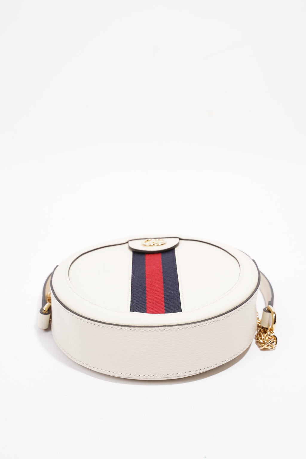 Gucci Ophidia GG Mini Round Shoulder Bag White / Blue / Red Leather