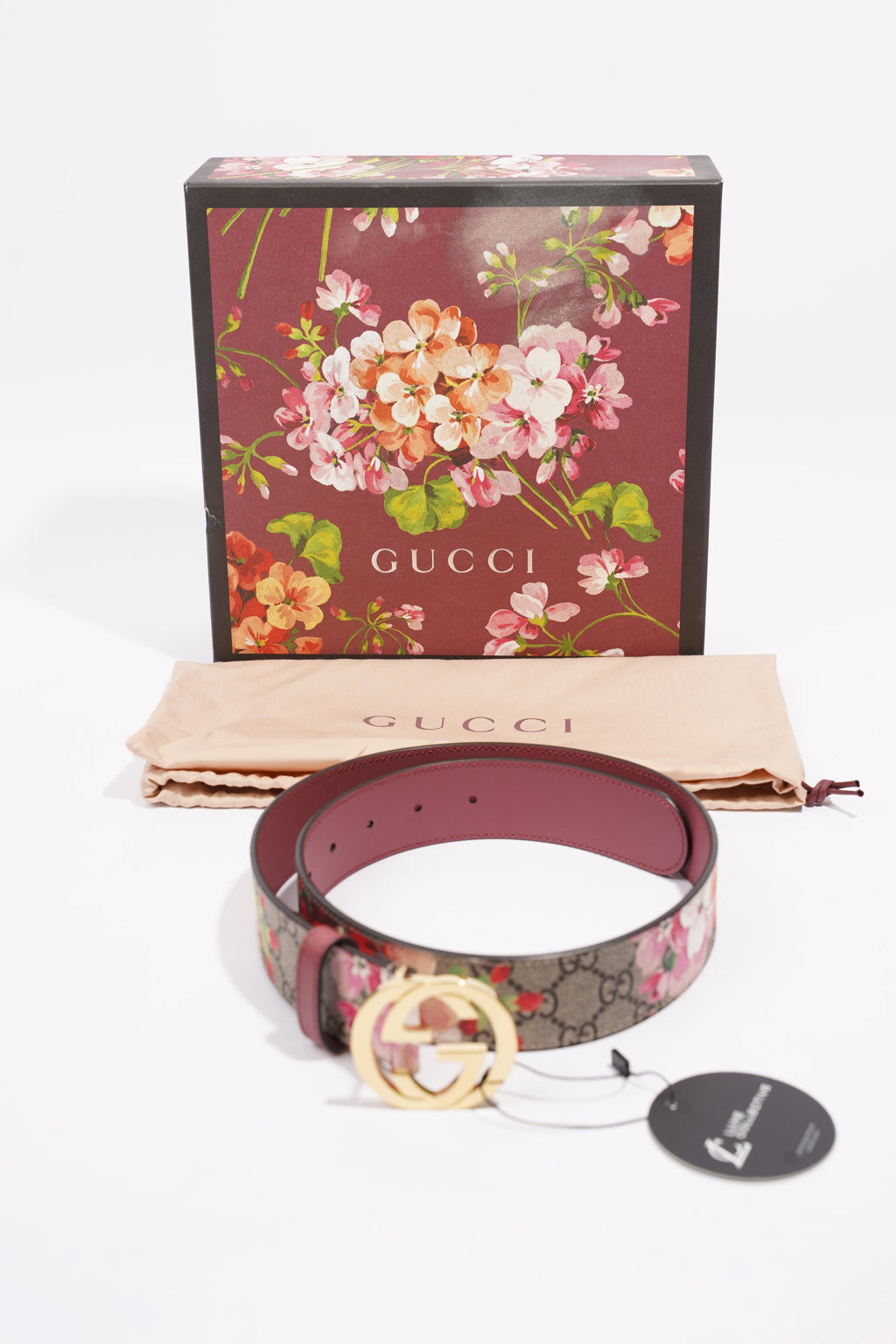 Gucci Interlocking Belt Surpreme / Floral Coated Canvas 75cm 30"