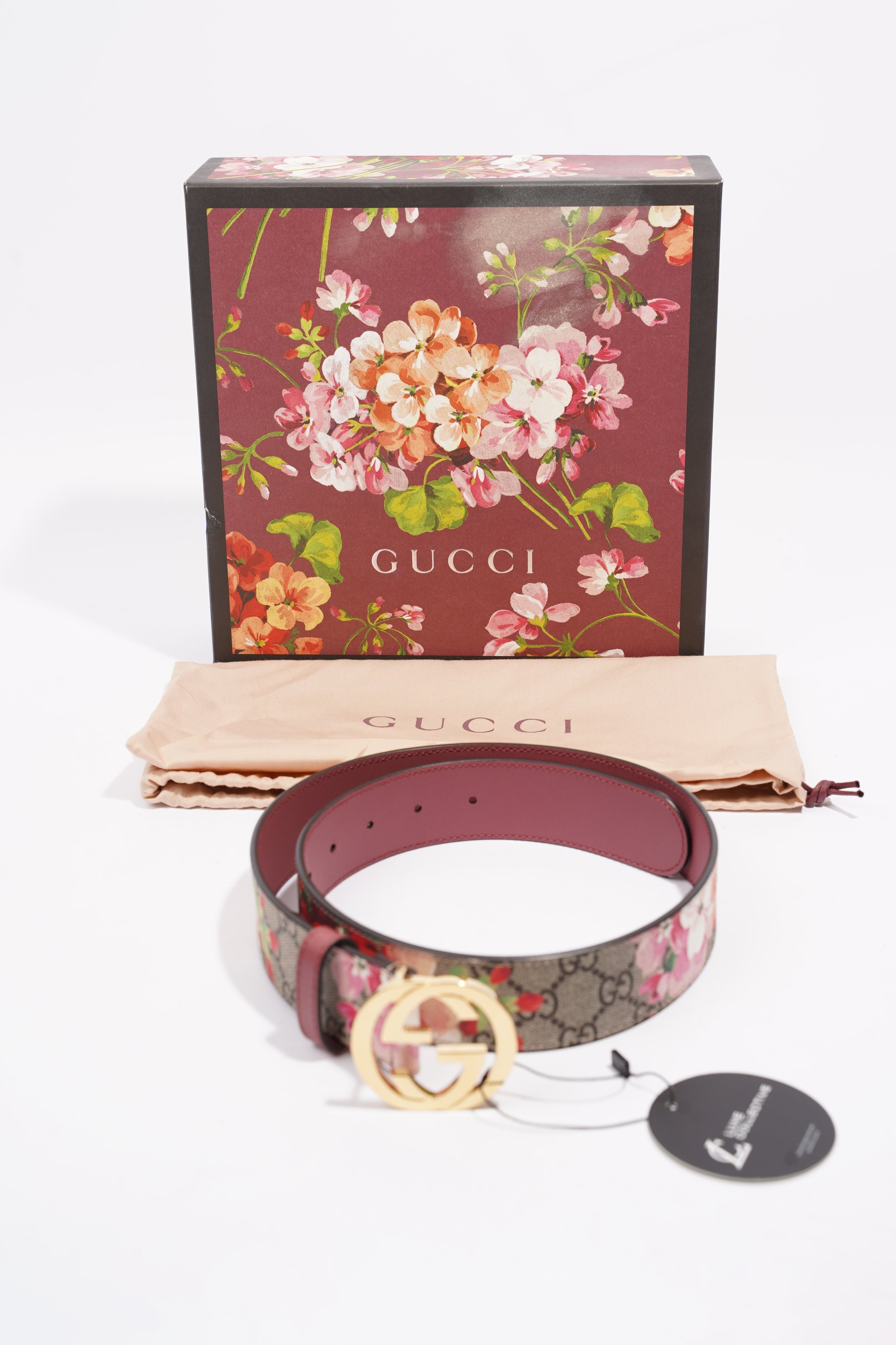 Gucci Interlocking Belt Surpreme / Floral Coated Canvas 75cm 30"