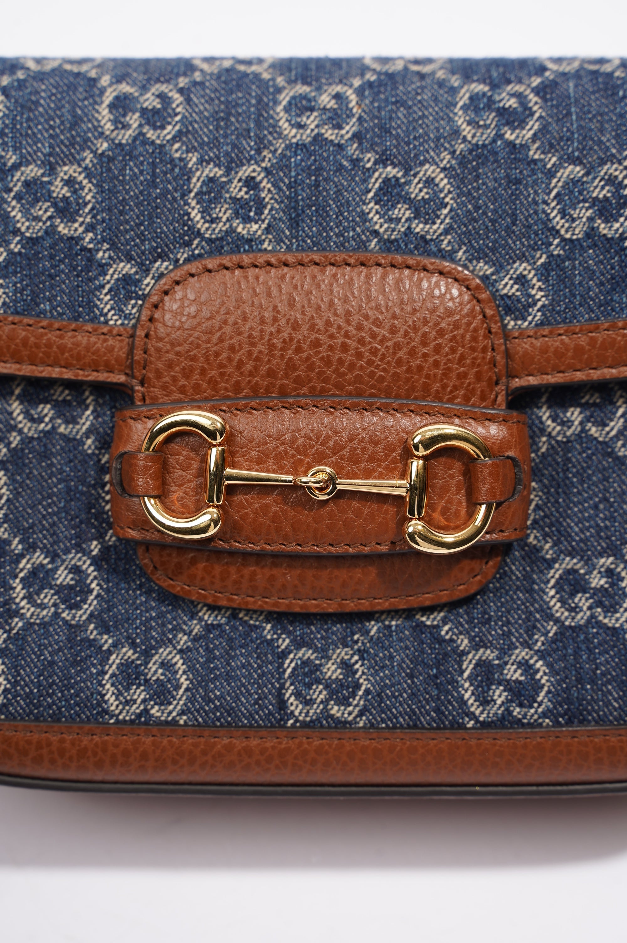 Gucci Horsebit 1955 Mini Bag Denim / Brown Leather