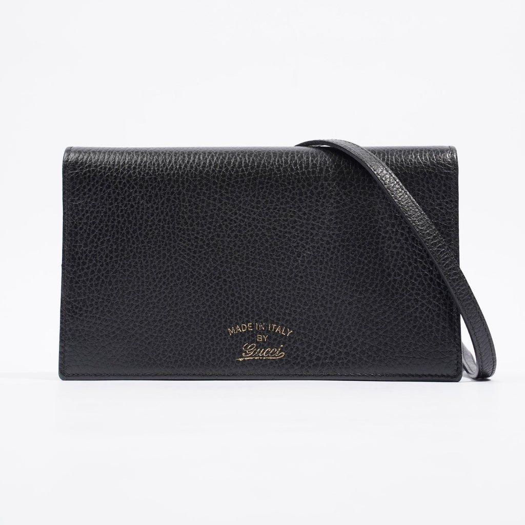 Gucci Swing Leather strap Wallet Black Leather