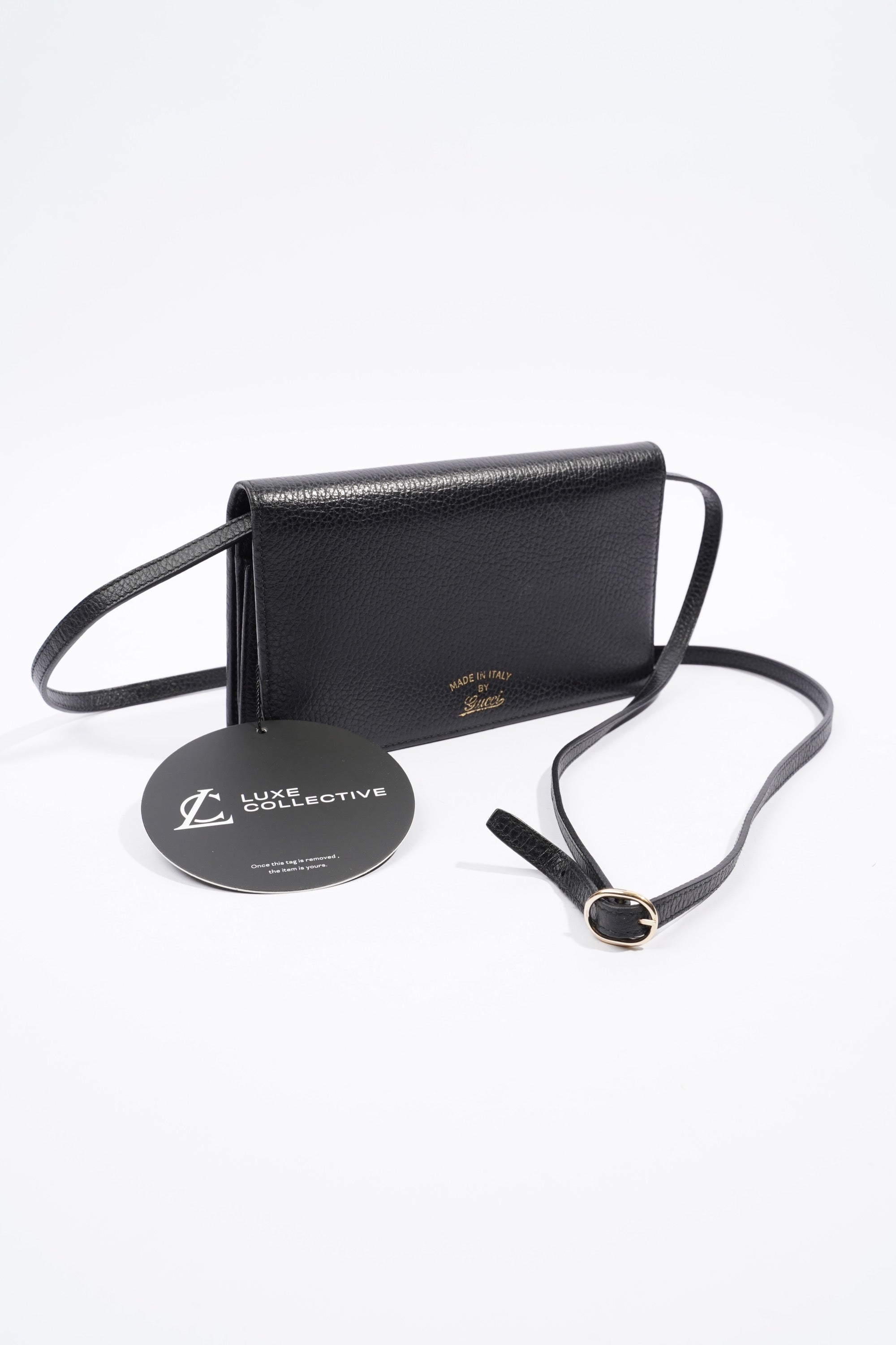 Gucci Swing Leather strap Wallet Black Leather