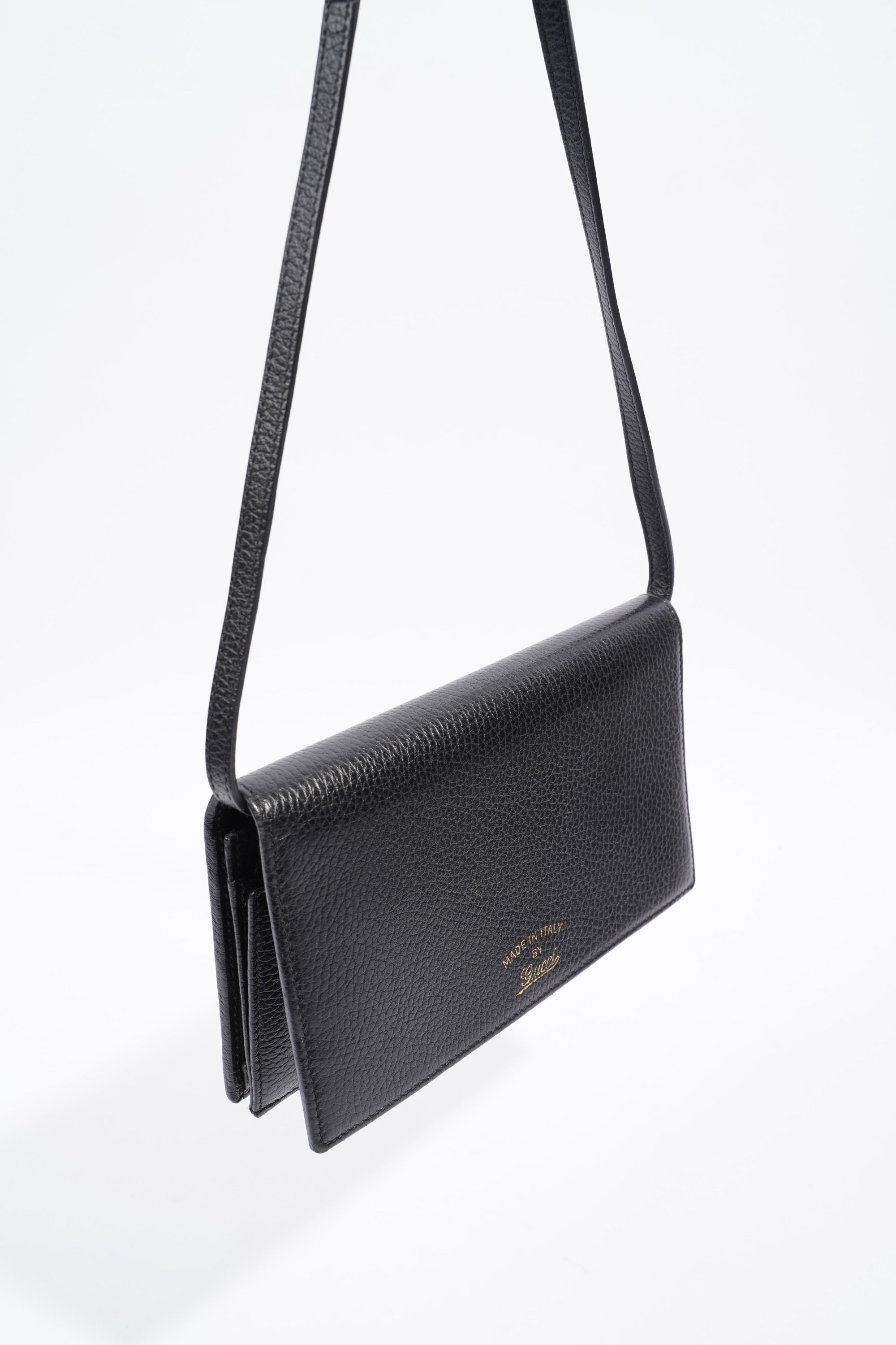 Gucci Swing Leather strap Wallet Black Leather