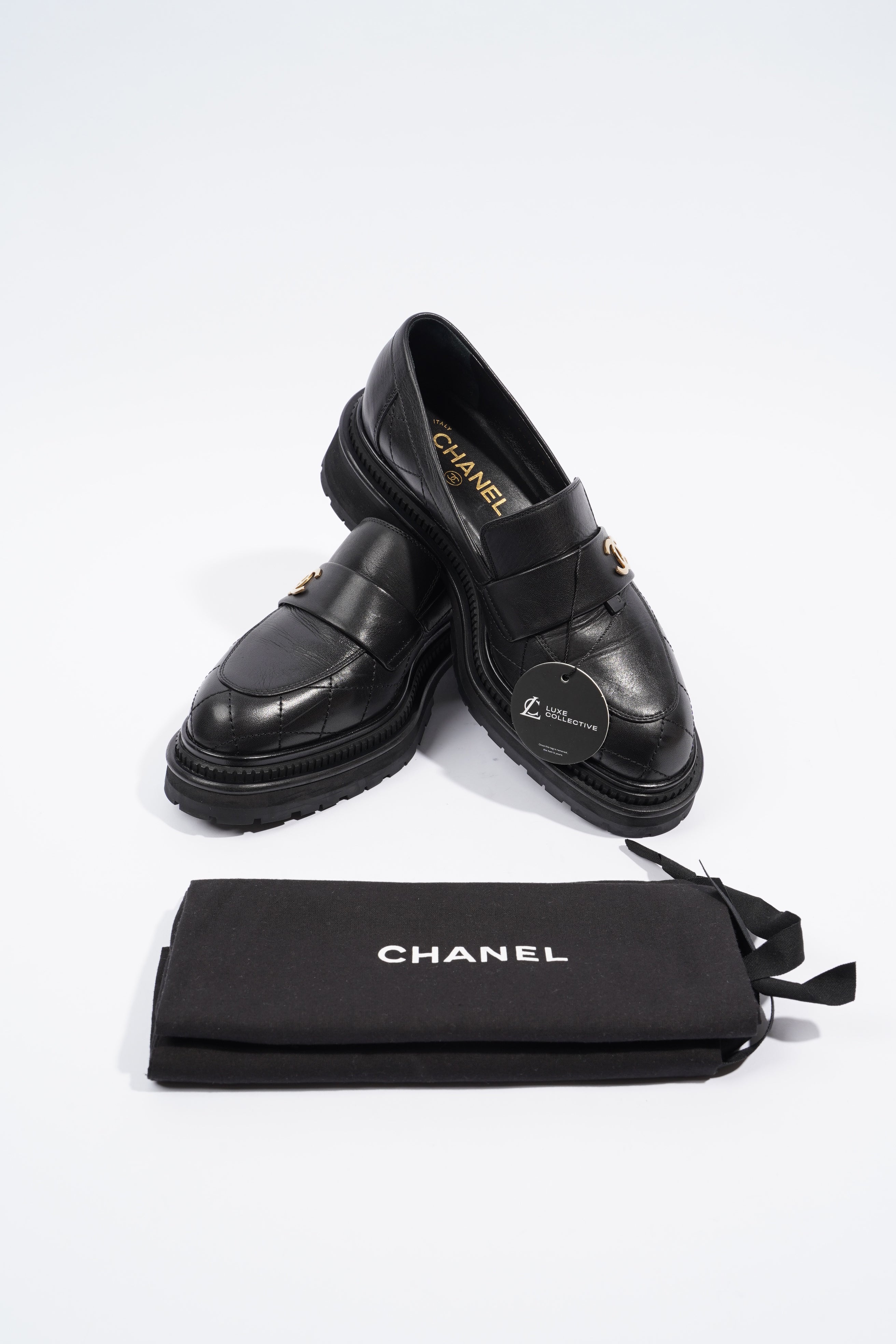 Chanel Moccasins Black Leather EU 38 / UK 5