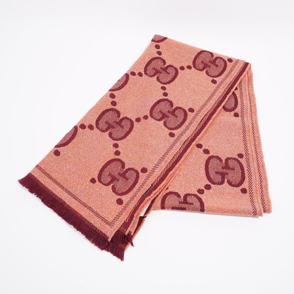 Gucci Womens GG Shawl Coral Wool