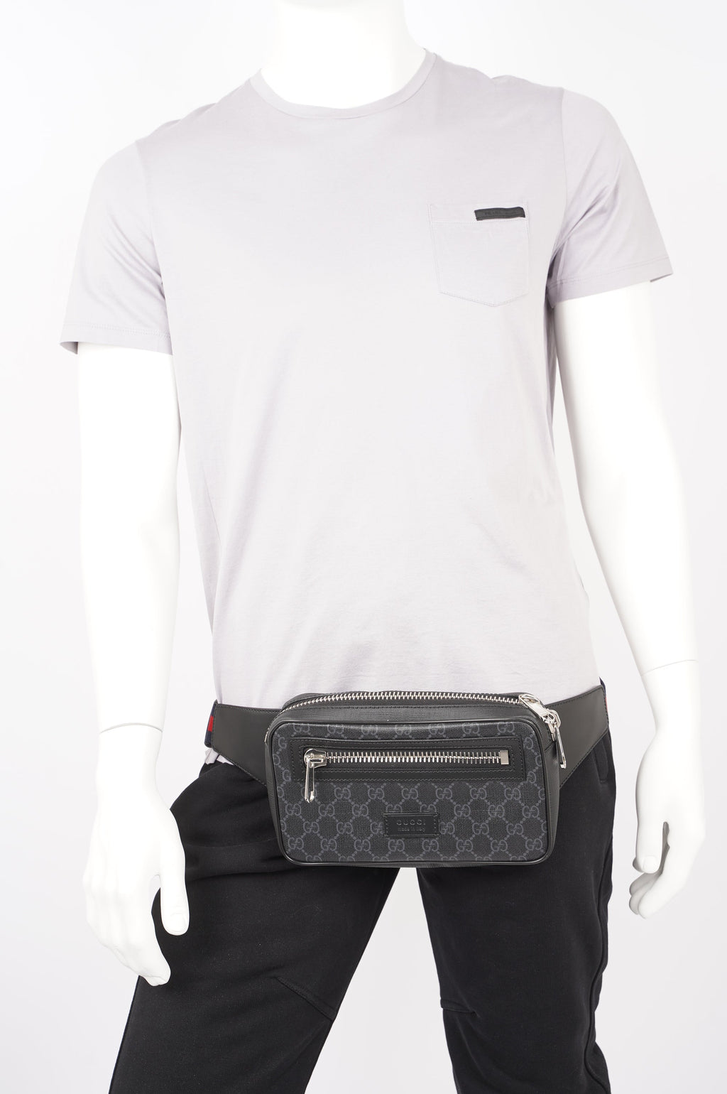 Gucci Mens GG Belt Bag Grey Canvas