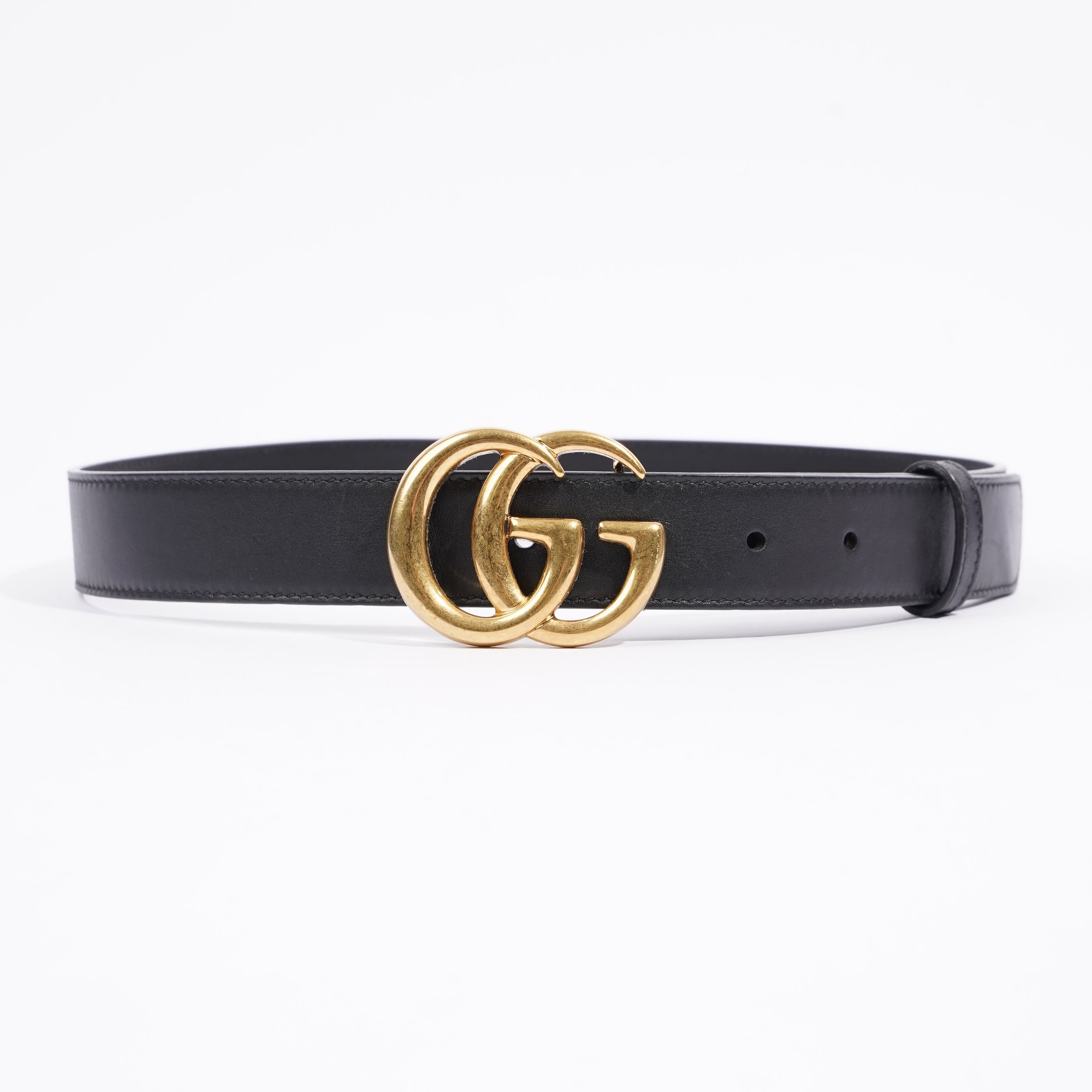 Gucci Womens Marmont GG Belt Black Leather 75cm - 30"