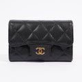 Chanel Womens Card Holder Caviar Black Leather