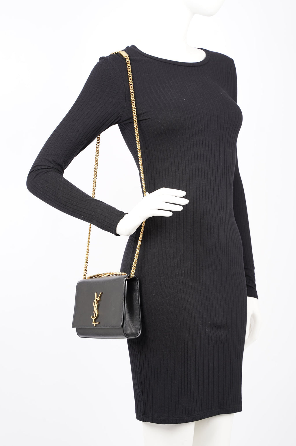 Saint Laurent Womens Kate Tassle Black / Gold Small