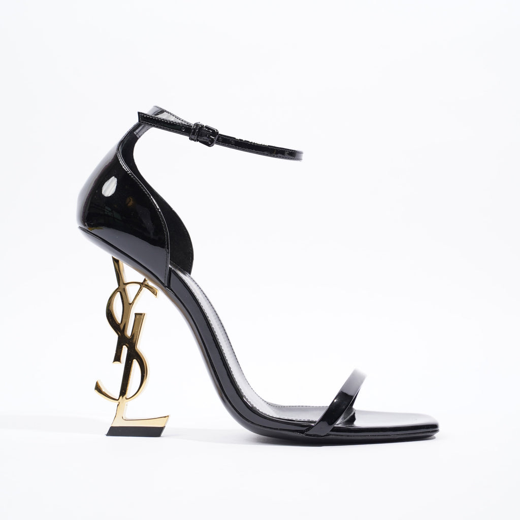 Saint Laurent Womens Opyum Sandal Patent Black EU 38 / UK 5