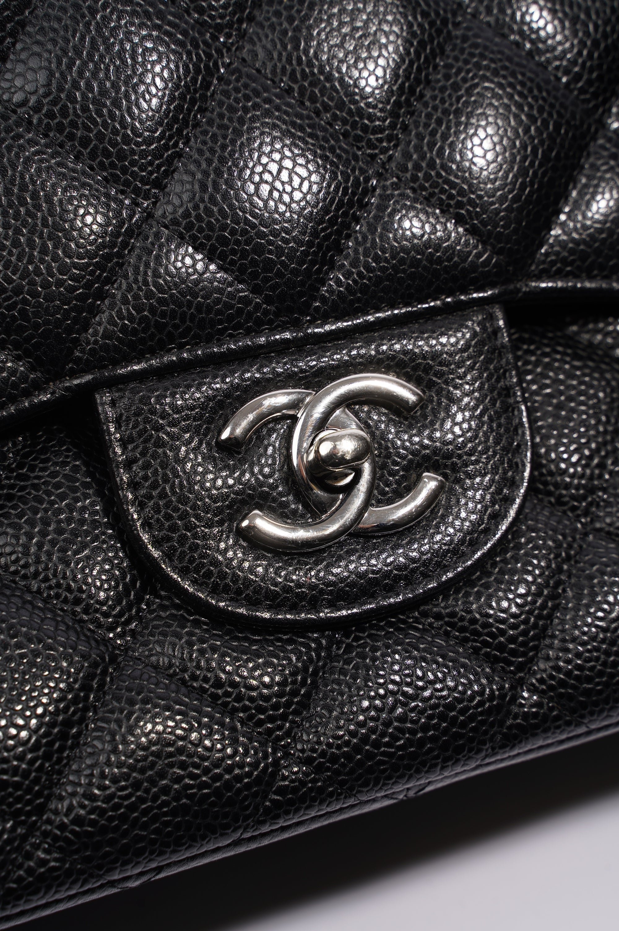 Chanel Womens Caviar Classic Double Flap Black Large