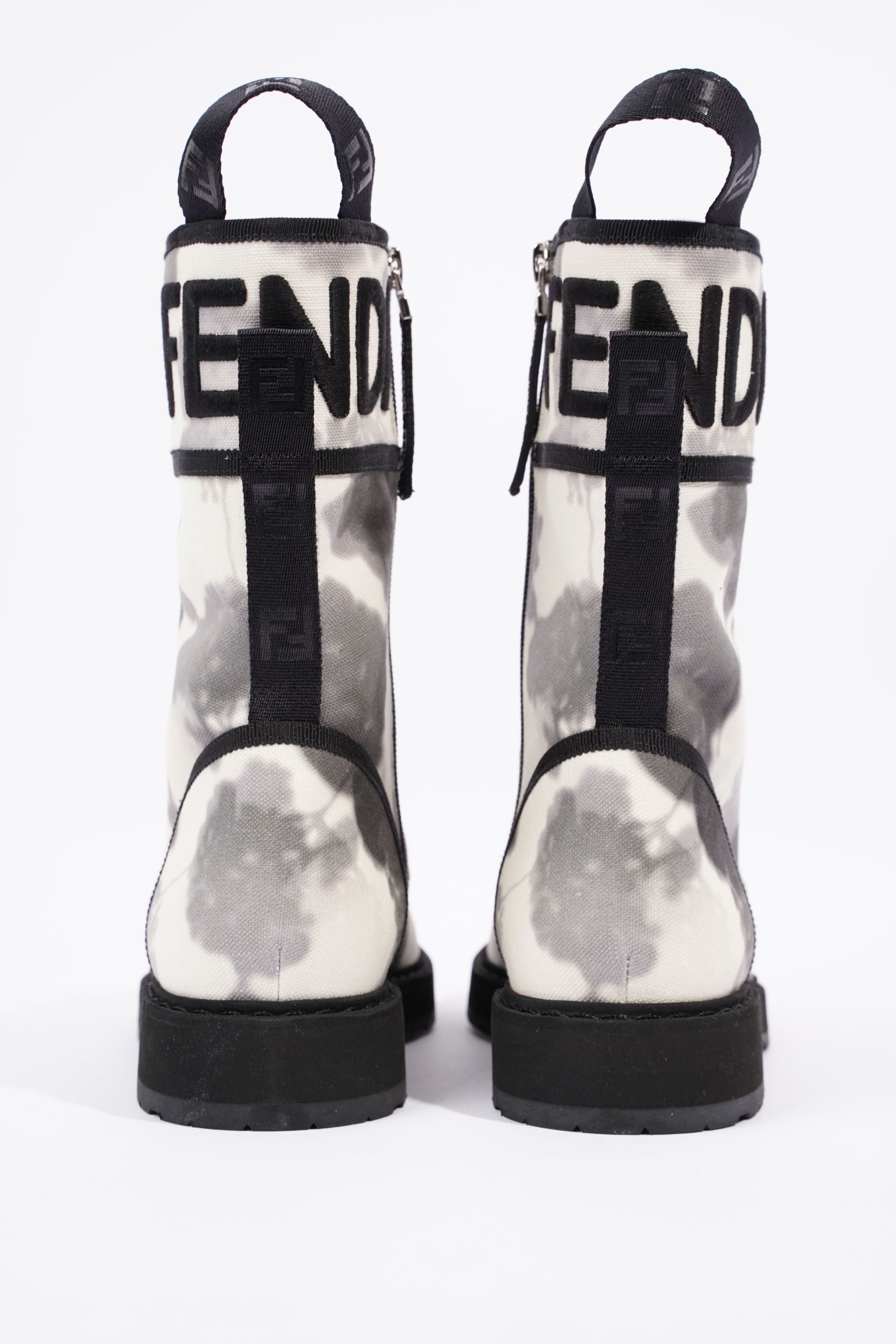 Fendi Womens Canvas Boots White / Grey EU 38 / UK 5