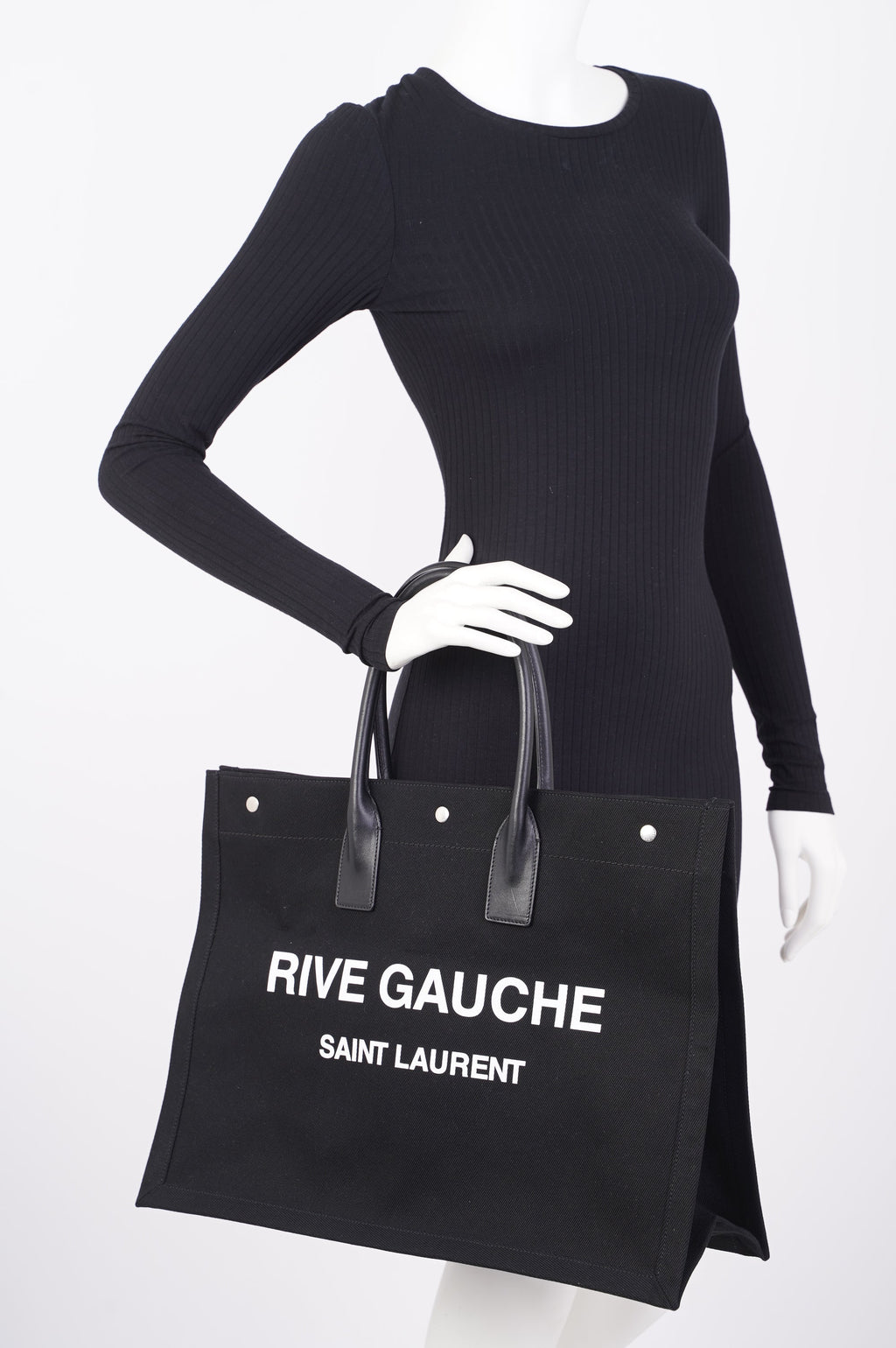 Saint Laurent Rive Gauche Tote Black Canvas Large