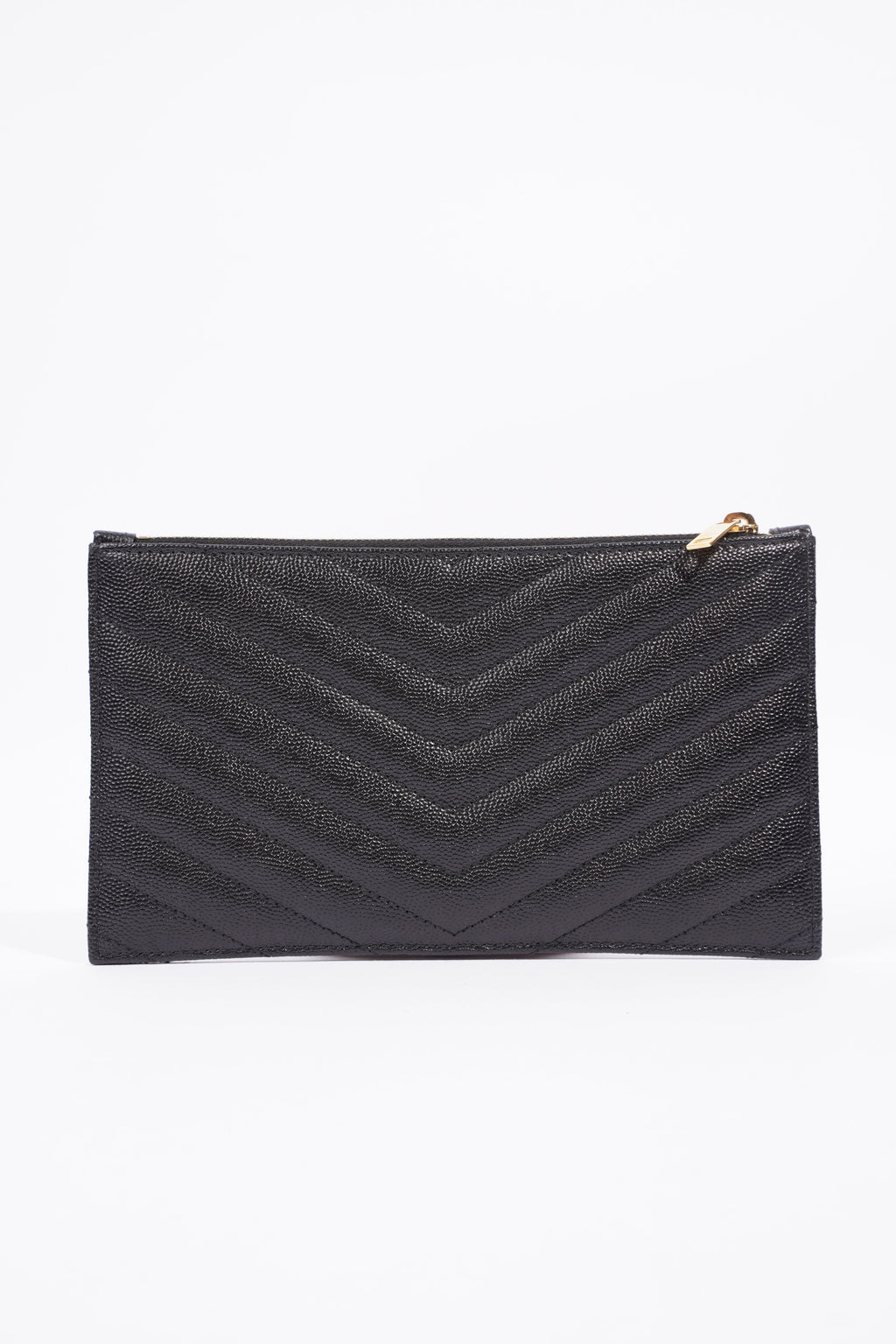 Saint Laurent Womens Cassandre Zipped Pouch Graine De Poudre Black Leather