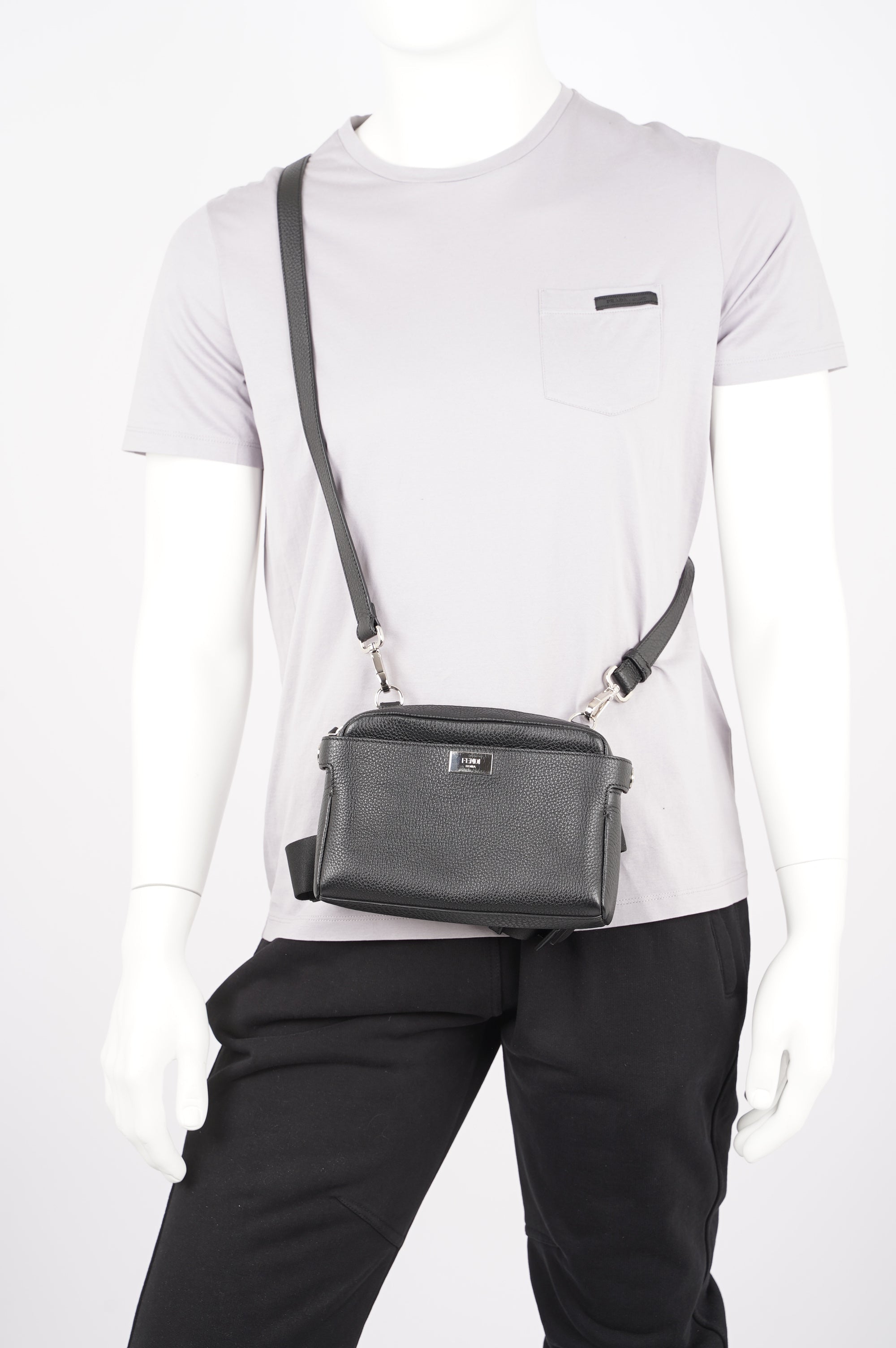 Fendi Mens Peakaboo Bum Bag Black Leather
