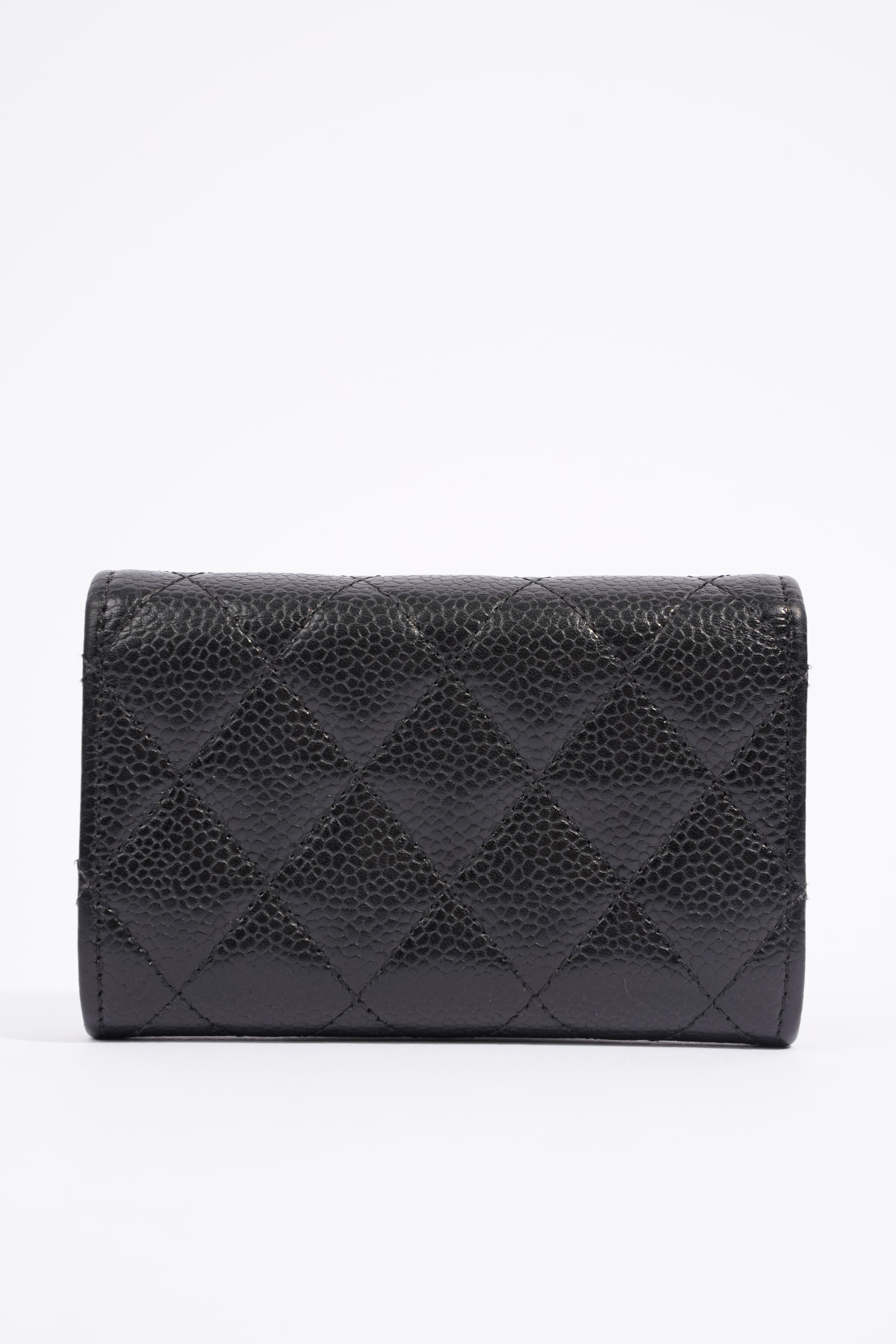 Chanel Womens Card Holder Caviar Black Leather