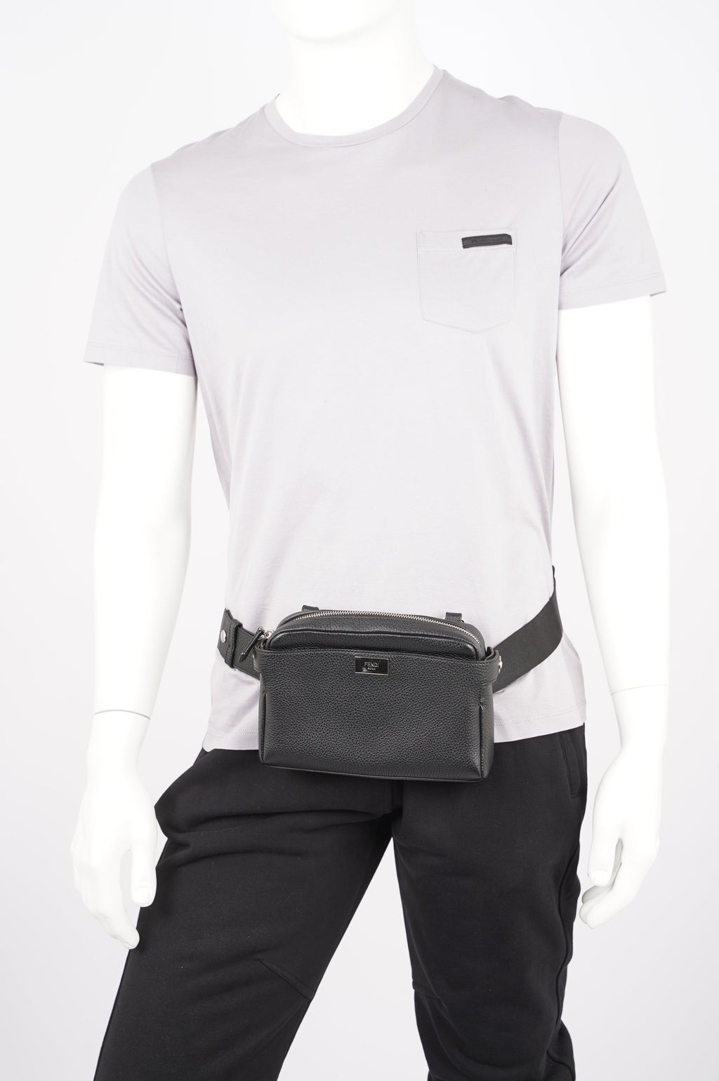 Fendi Mens Peakaboo Bum Bag Black Leather