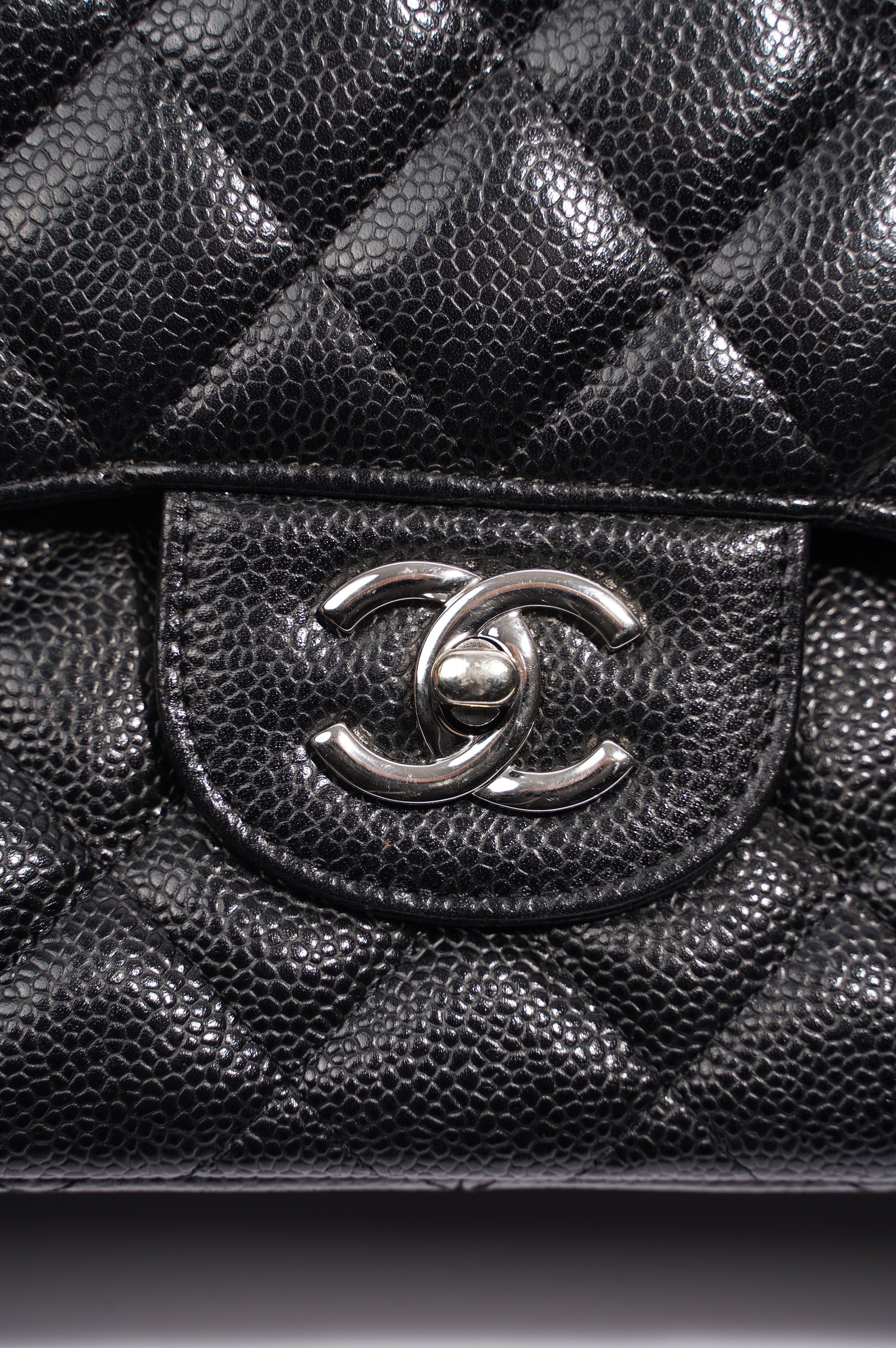 Chanel Womens Caviar Classic Double Flap Black Large
