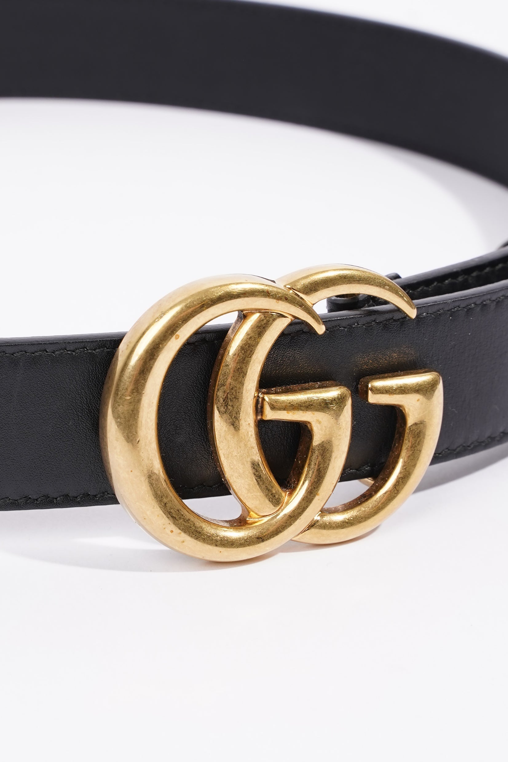 Gucci Womens Marmont GG Belt Black Leather 75cm - 30"