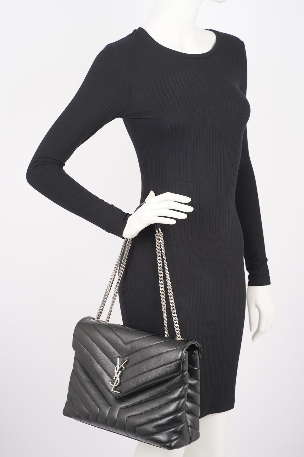Saint Laurent Womens Lou Lou Bag Black Leather Medium
