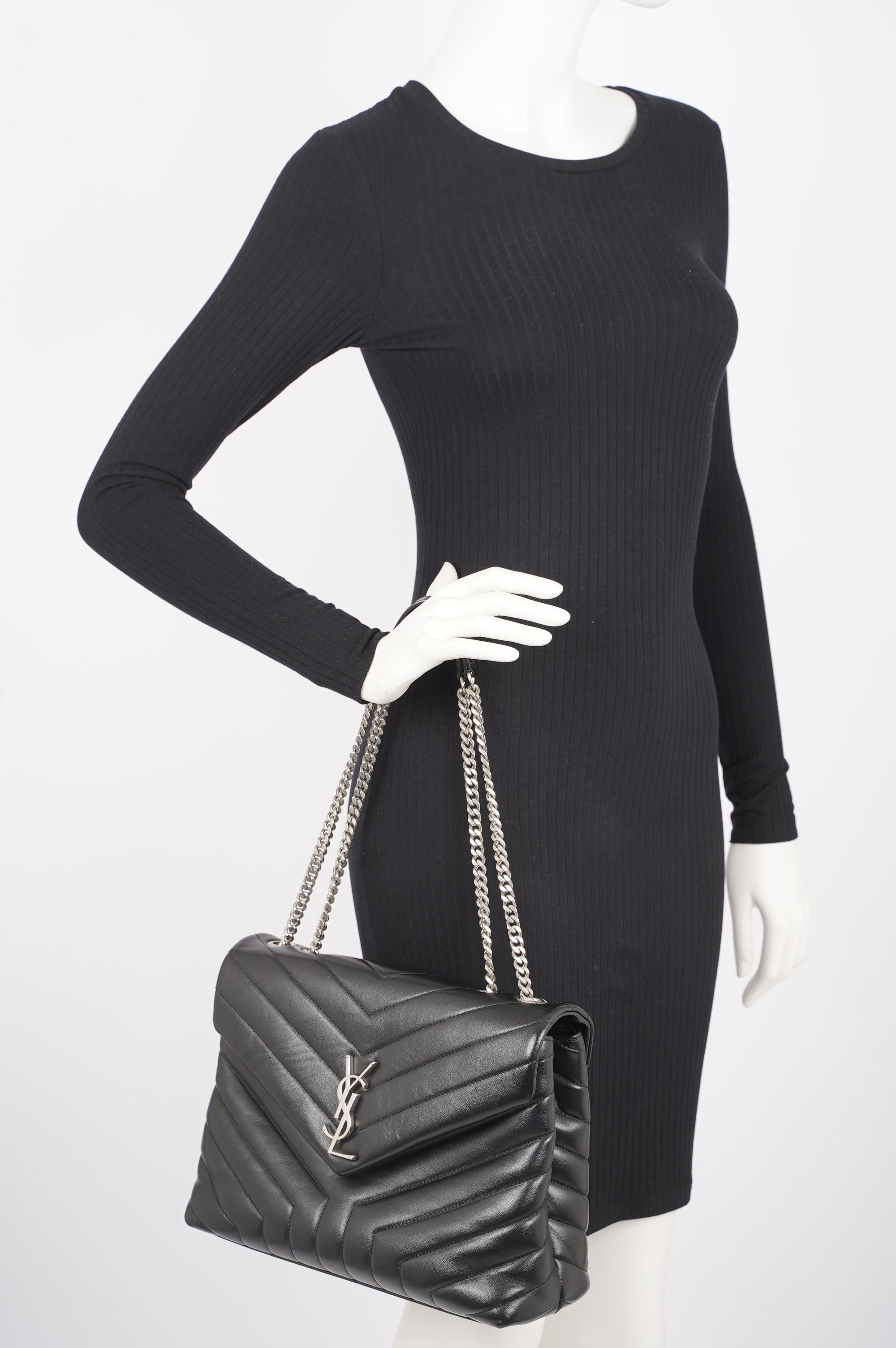 Saint Laurent Womens Lou Lou Bag Black Leather Medium