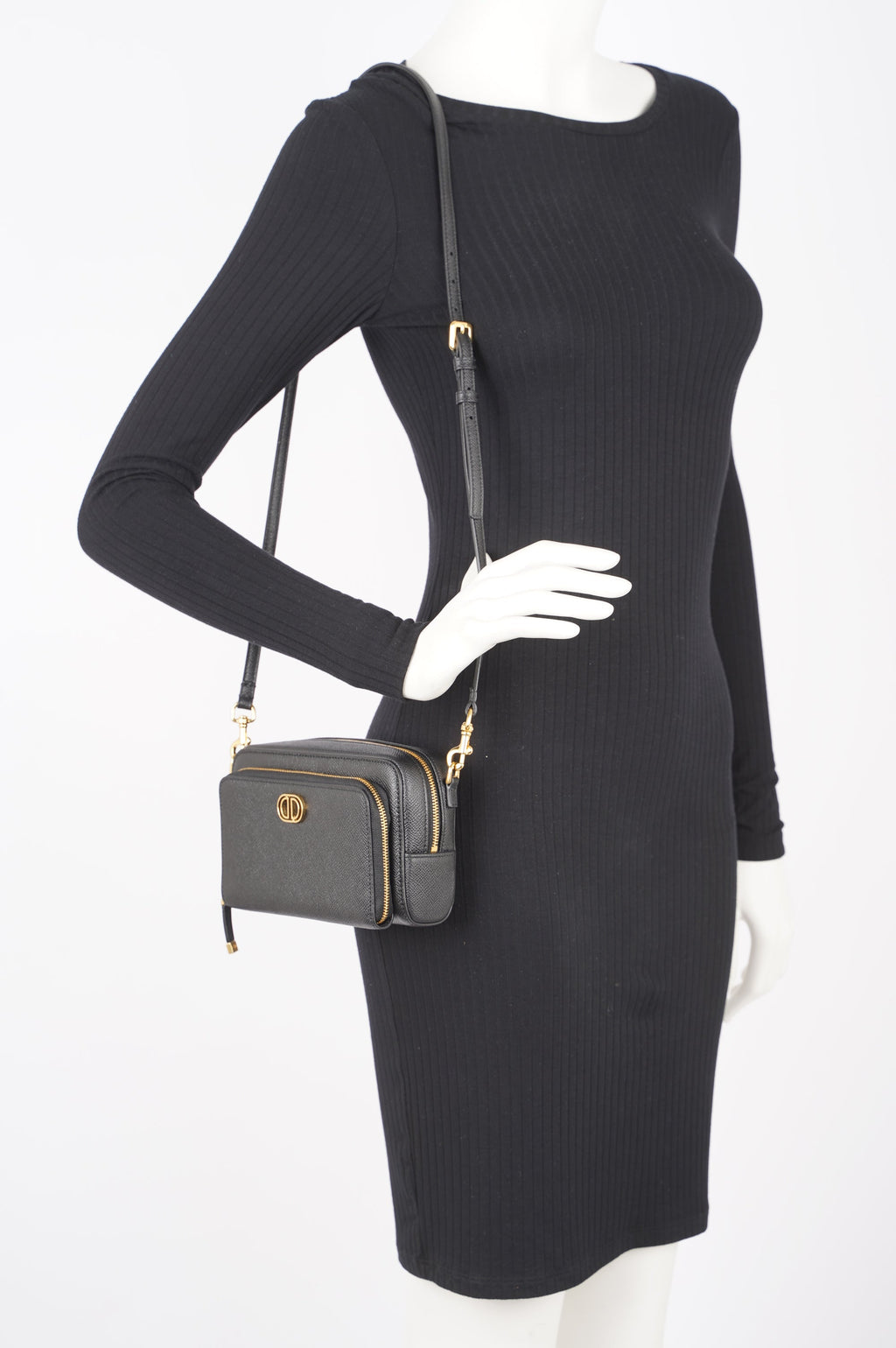 Christian Dior Womens Caro Double Pouch Black