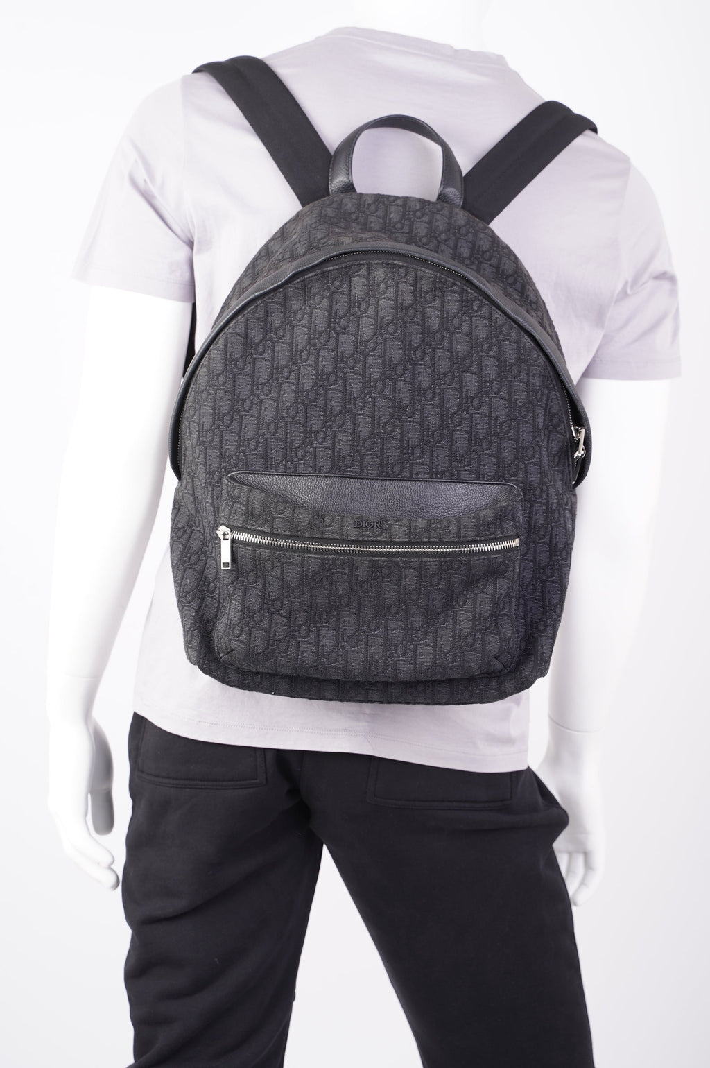 Christian Dior Mens Rider Backpack Black Canvas / Leather