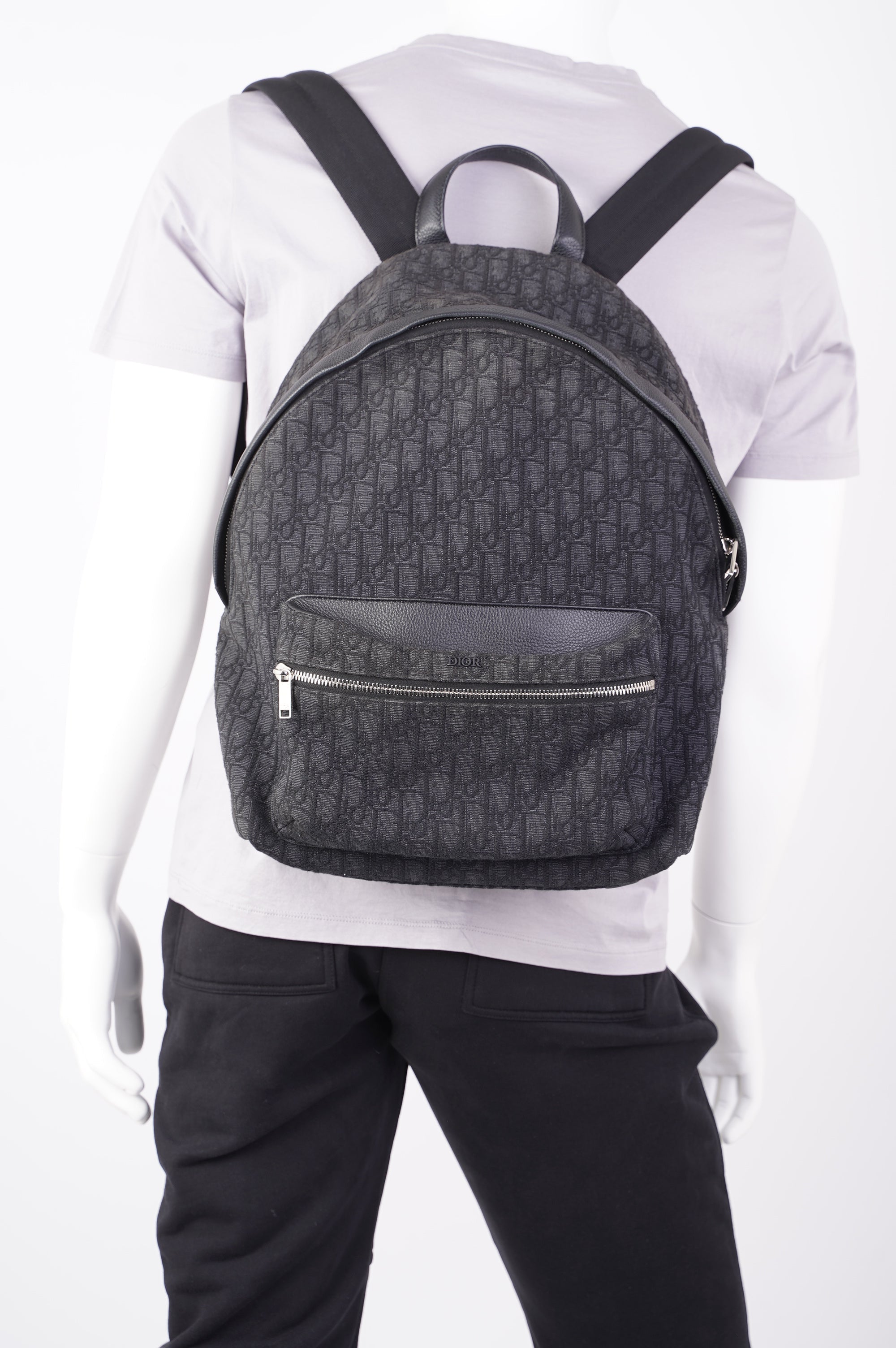 Christian Dior Mens Rider Backpack Black Canvas / Leather