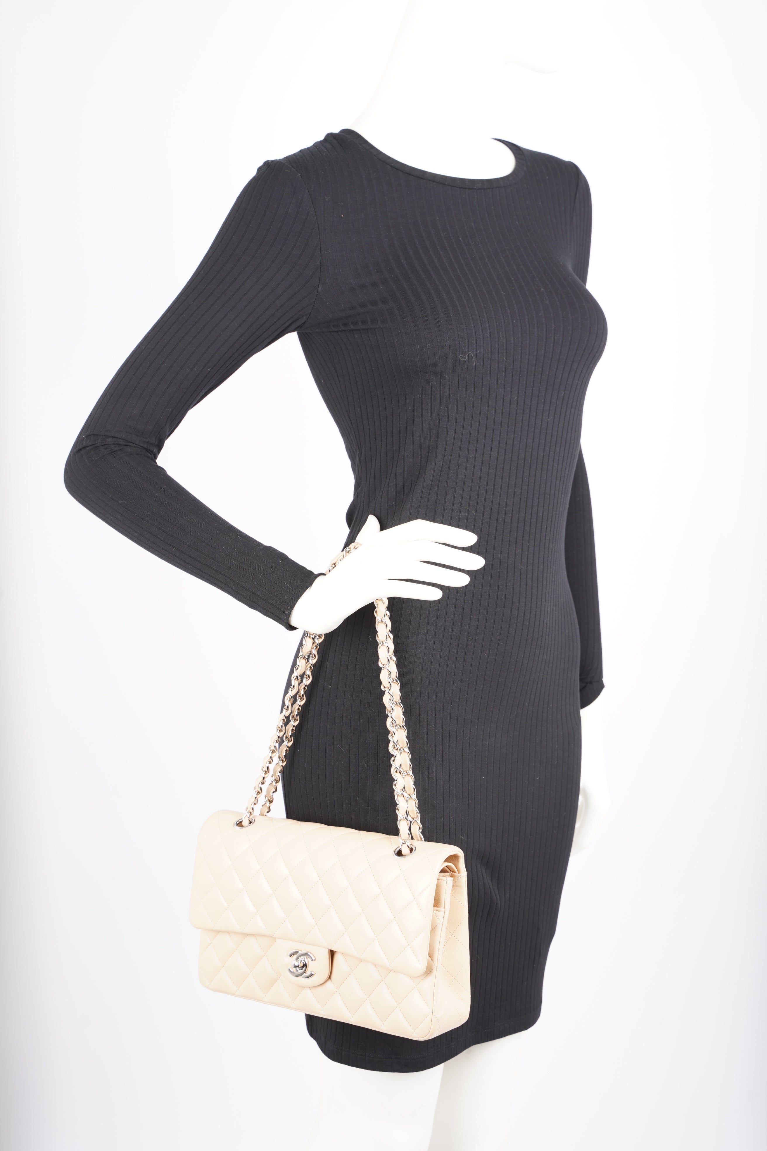 Chanel Womens Classic Flap Beige Medium