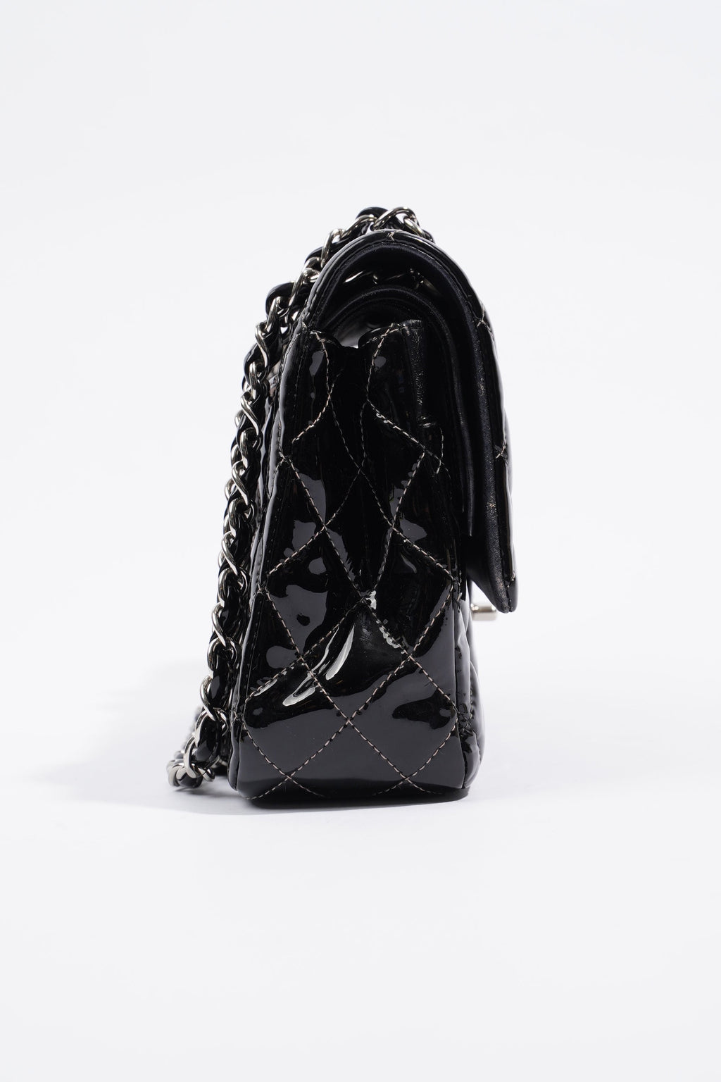 Chanel Double Flap Bag Black Patent Leather Medium