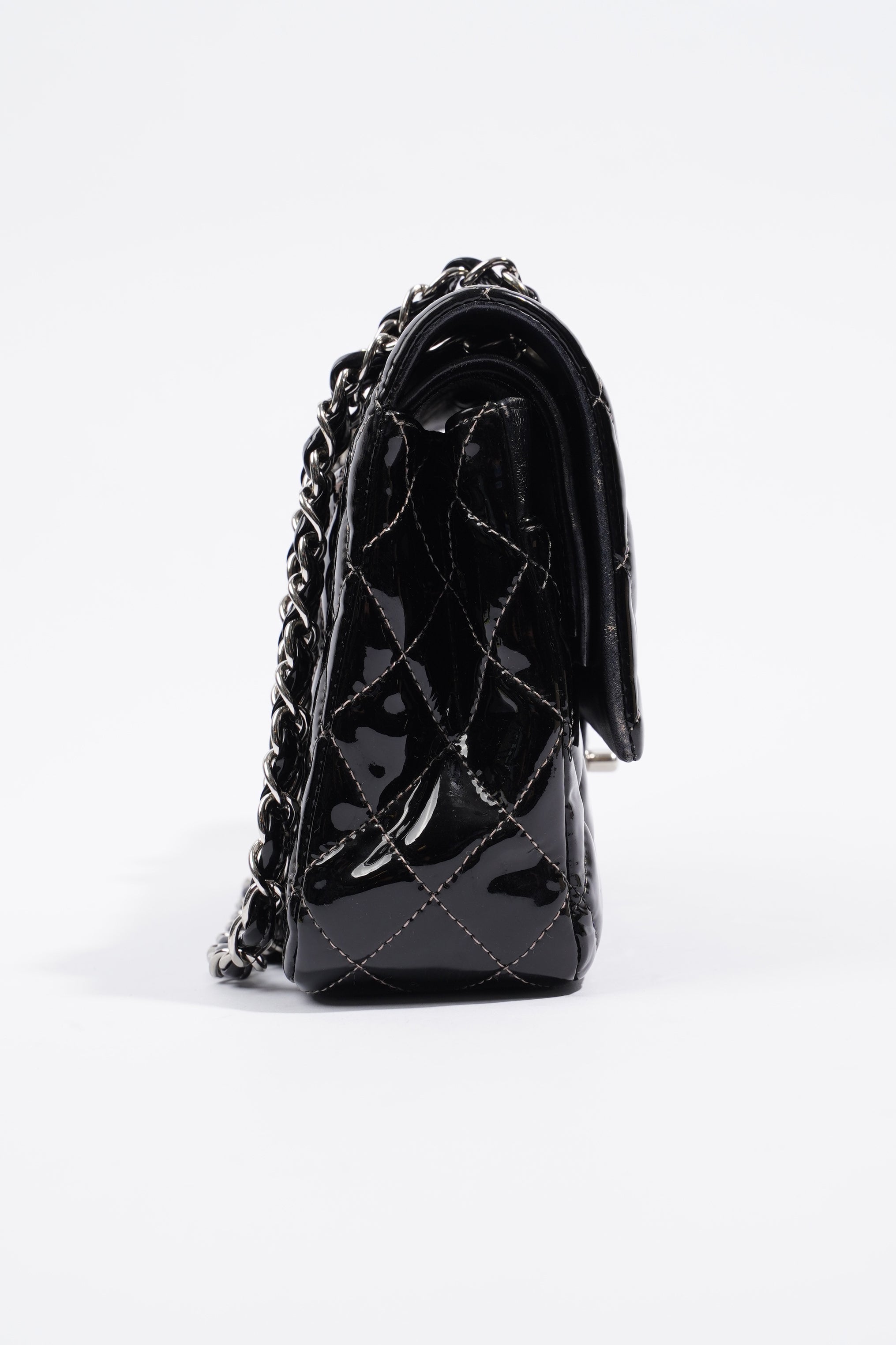 Chanel Double Flap Bag Black Patent Leather Medium