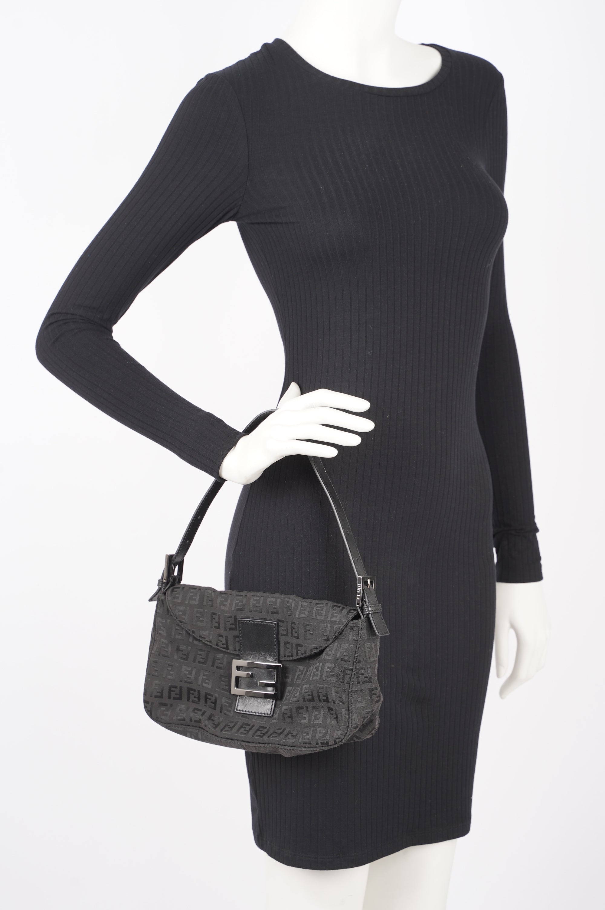 Fendi Womens Baguette Bag Black Small