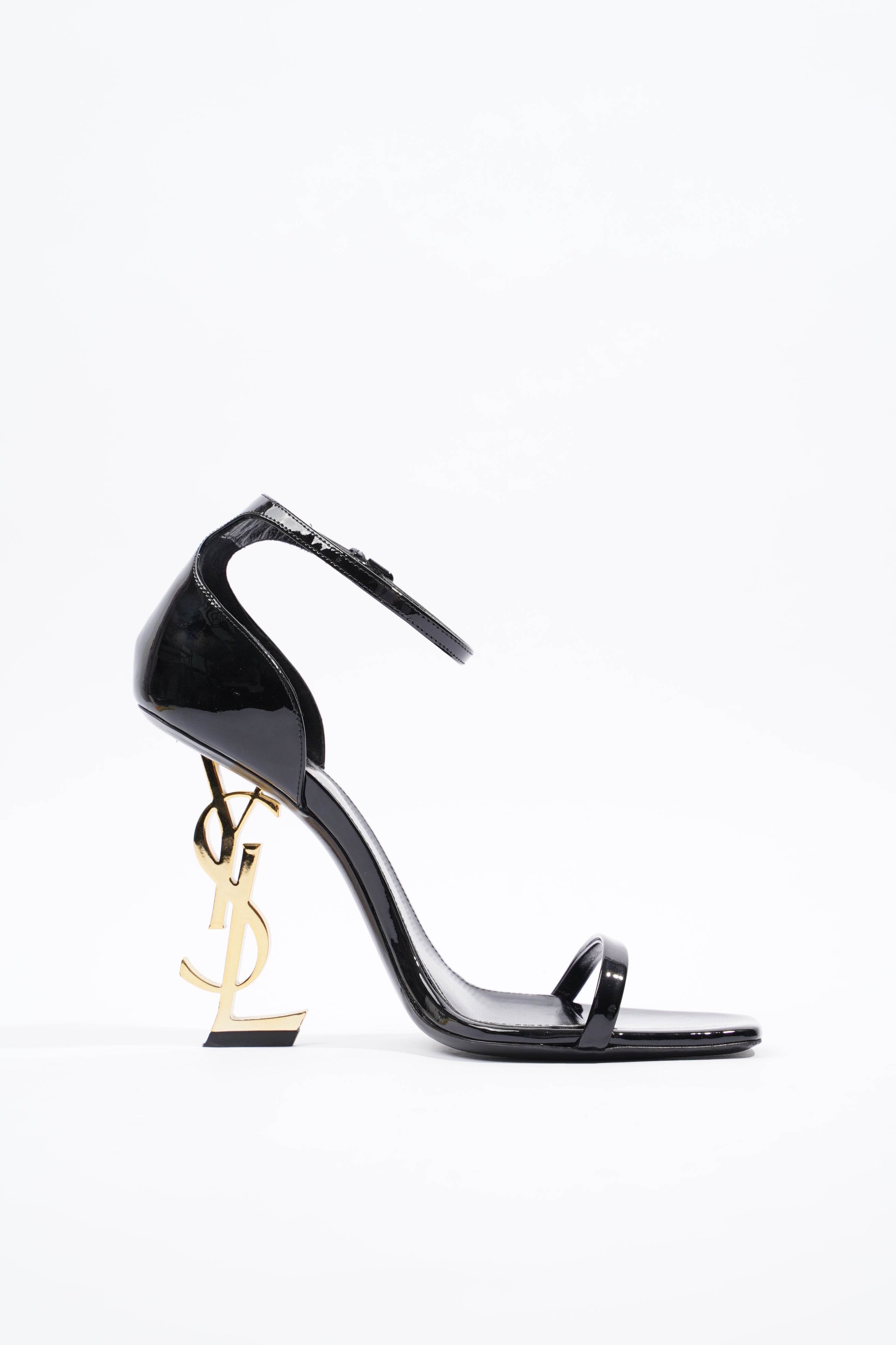 Saint Laurent Womens Opyum Sandal Patent Black EU 38 / UK 5