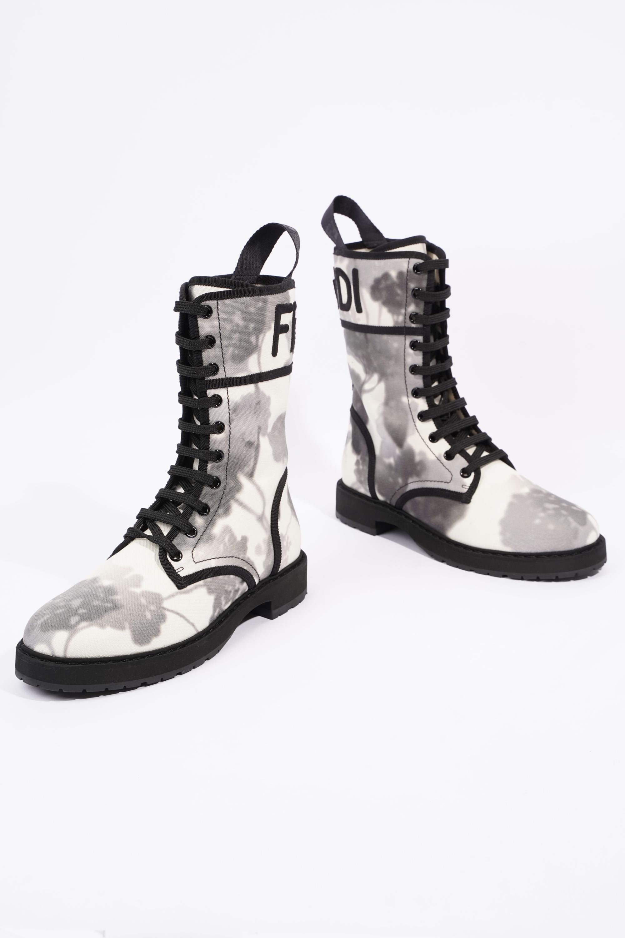 Fendi Womens Canvas Boots White / Grey EU 38 / UK 5
