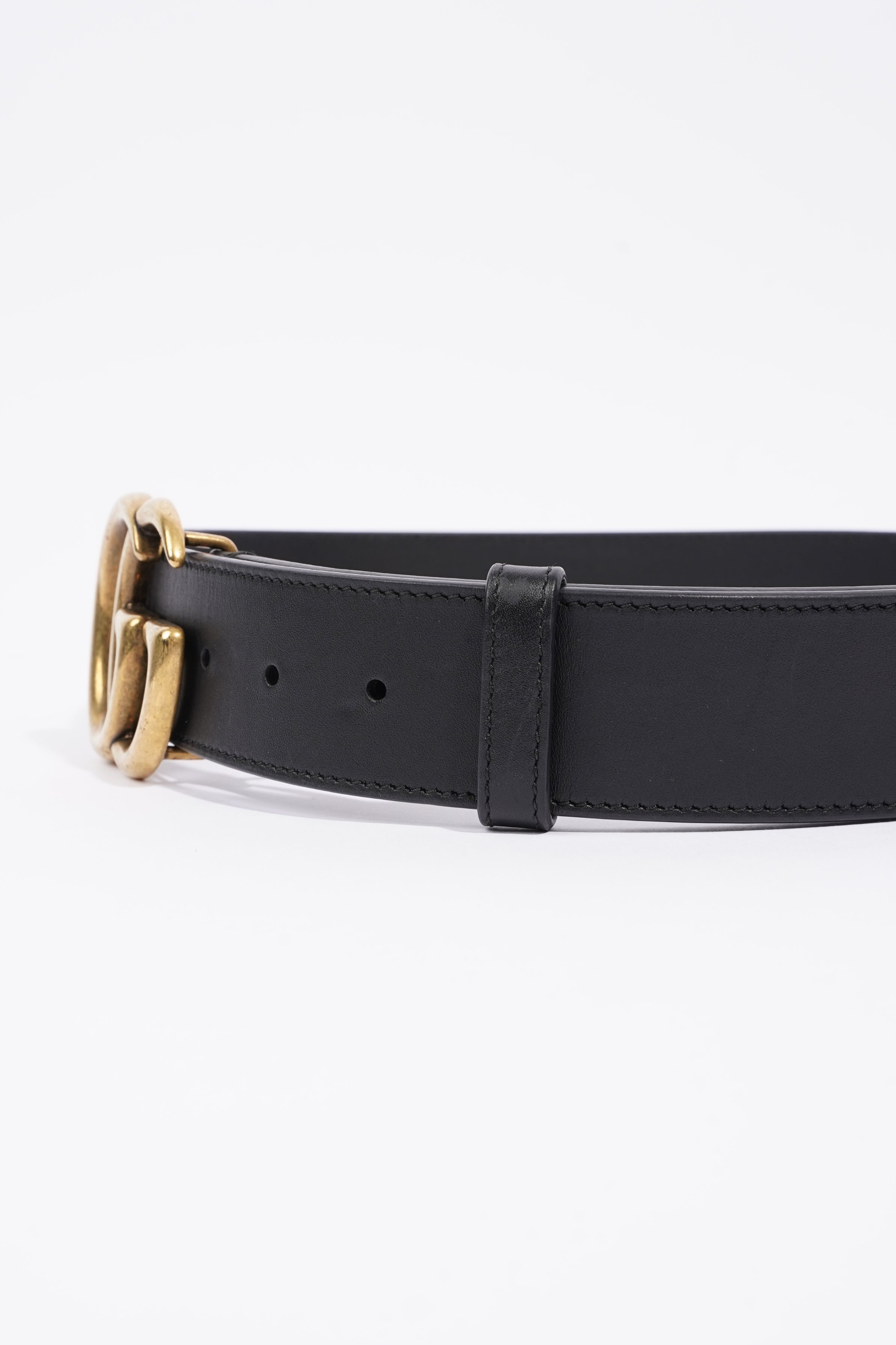 Gucci Womens Marmont Belt Black Leather / Brass 80cm - 32"