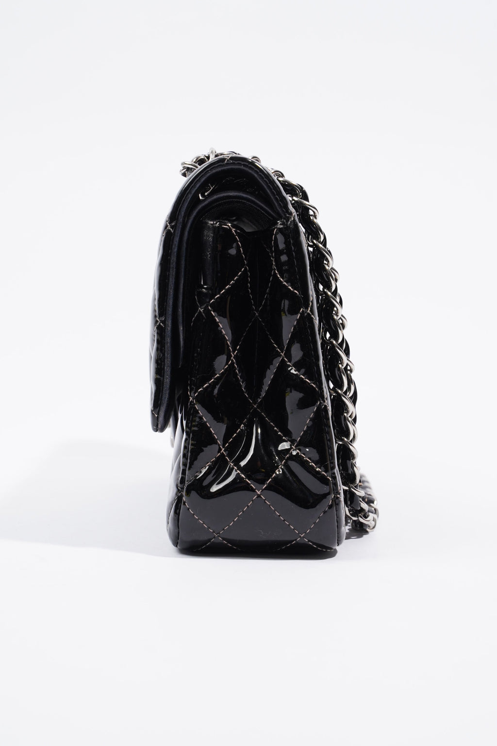 Chanel Double Flap Bag Black Patent Leather Medium