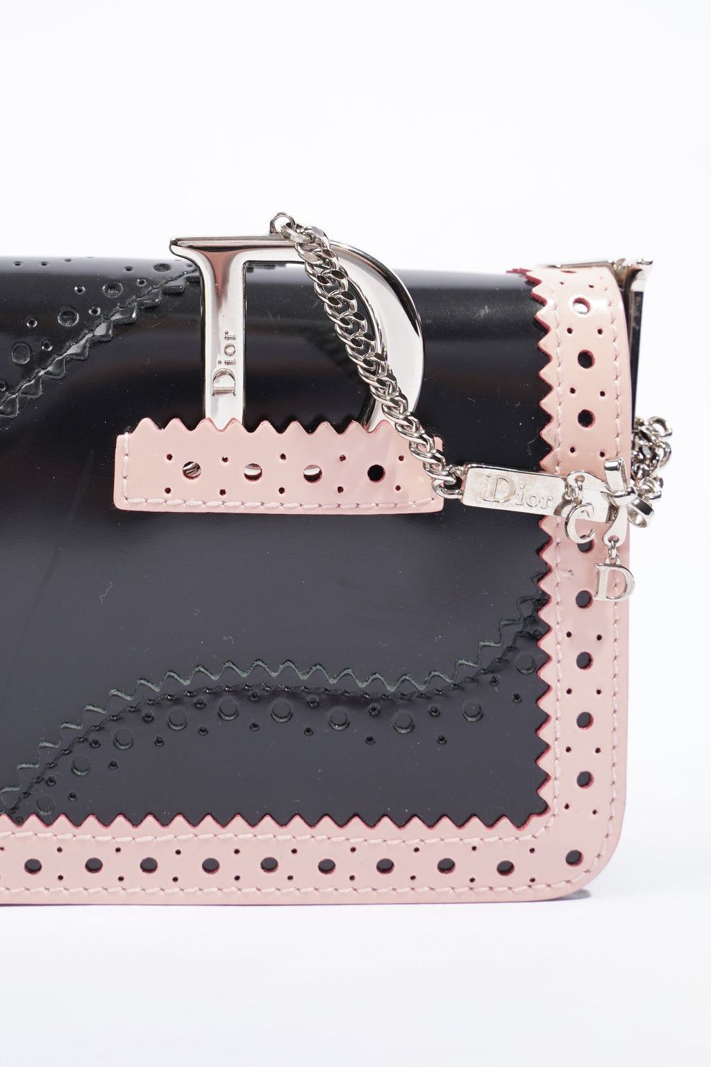 Christian Dior Womens D'Trick Brogue Bag Black / Pink Leather