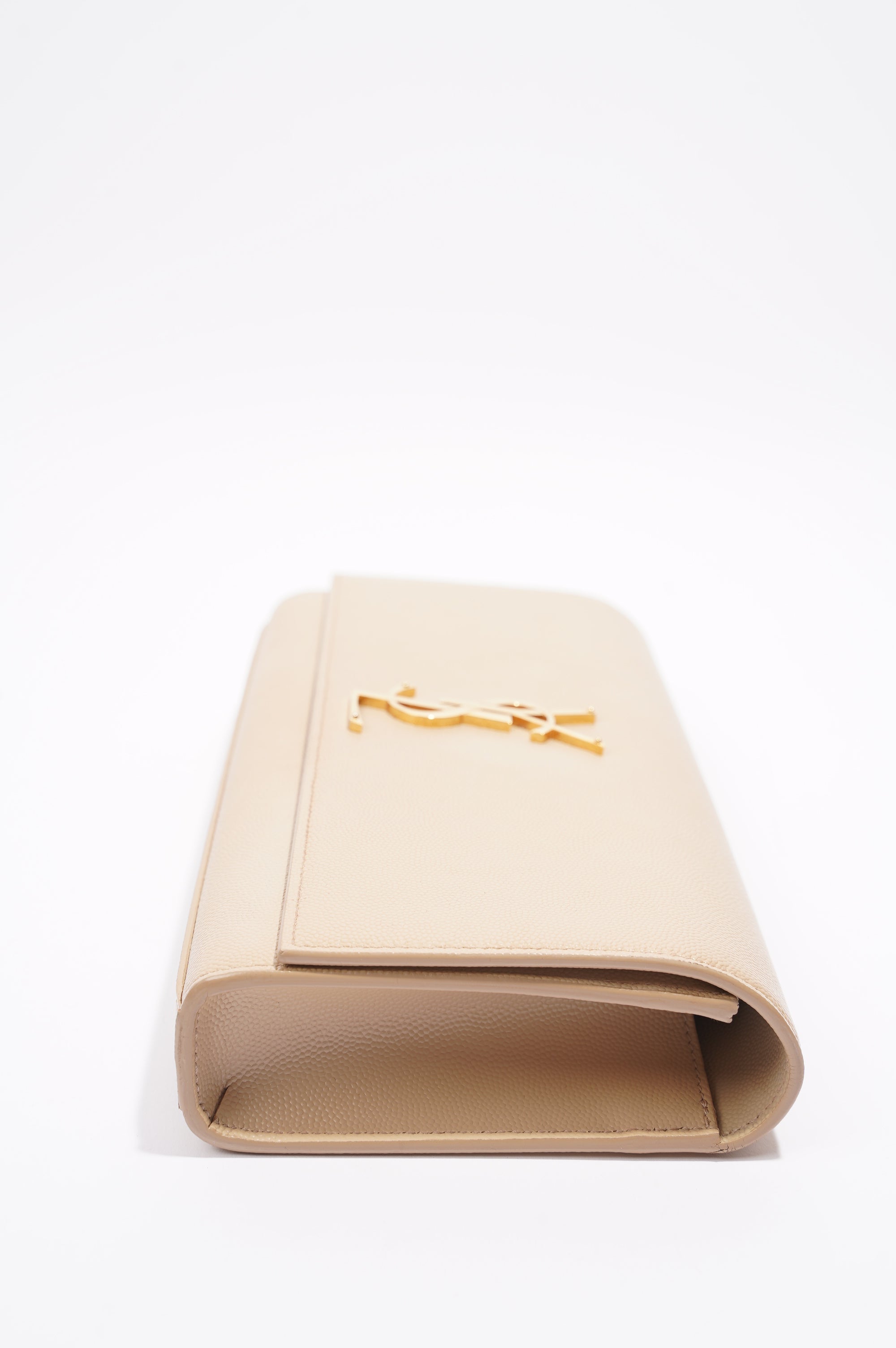 Saint Laurent Womens Kate Clutch Beige Leather